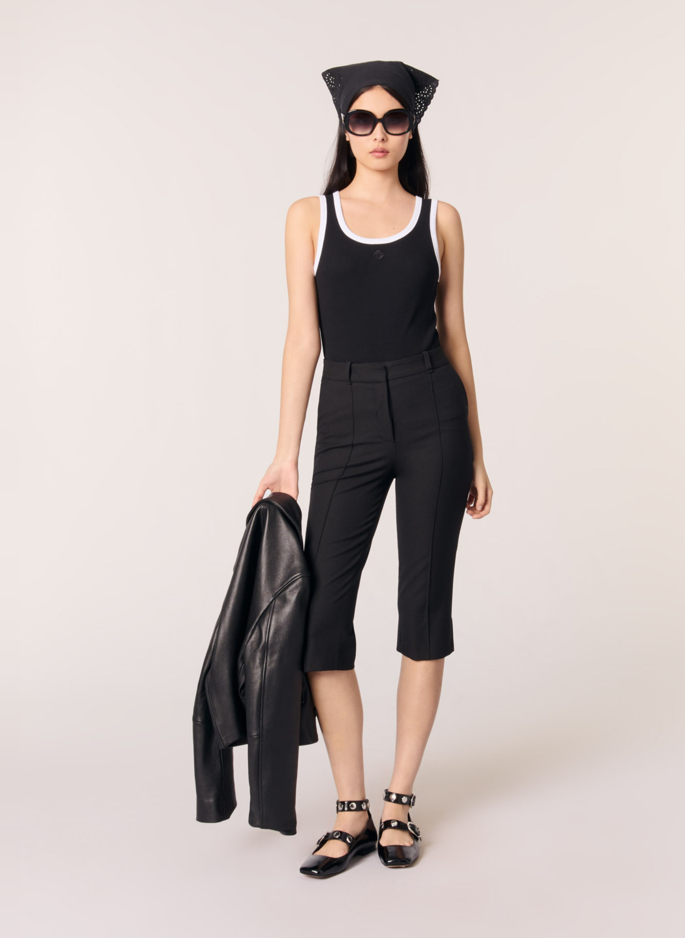 Débardeur droit en coton mélangé MAJE Noir