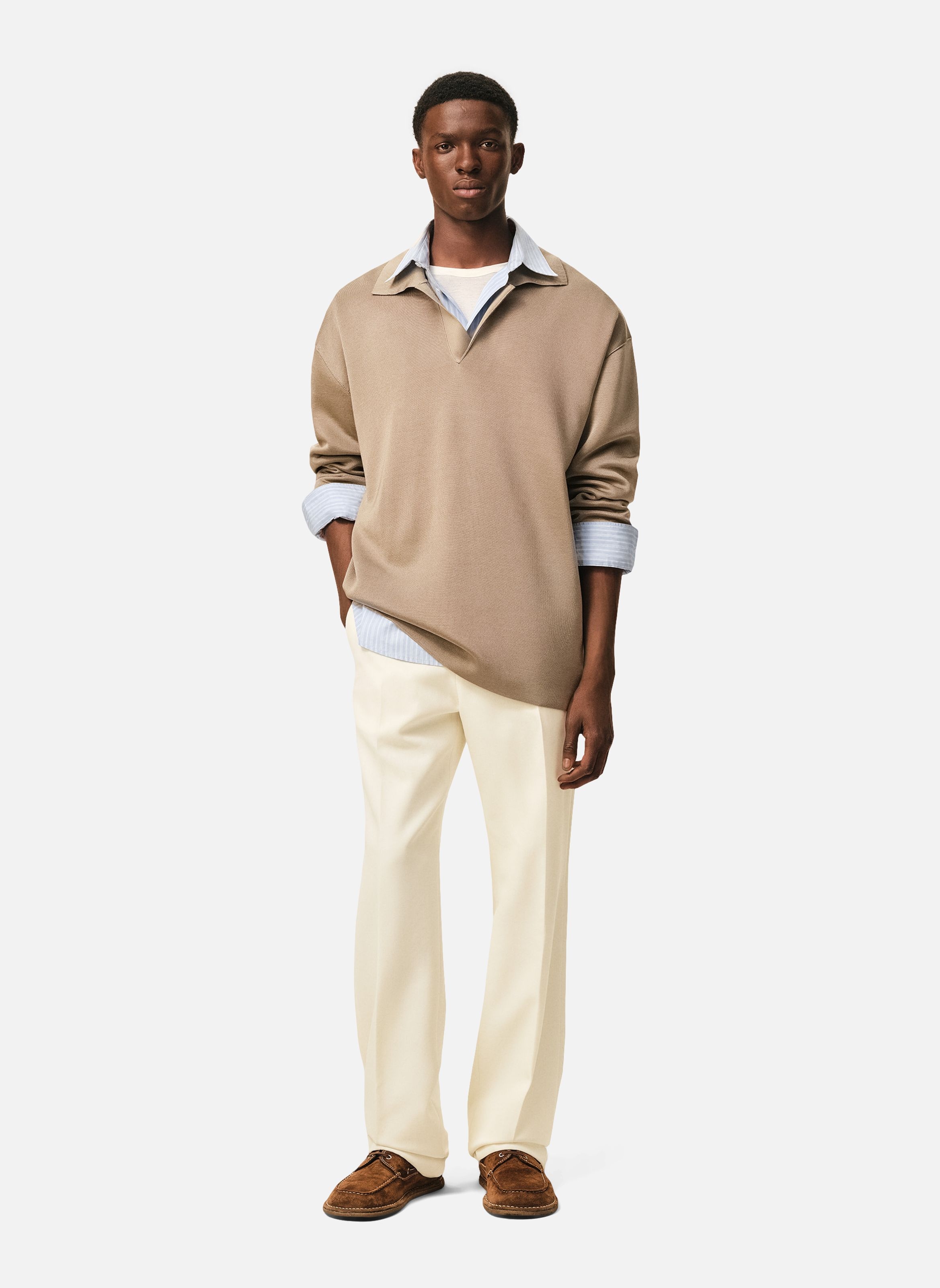 Pantalon droit en laine AMI PARIS Blanc