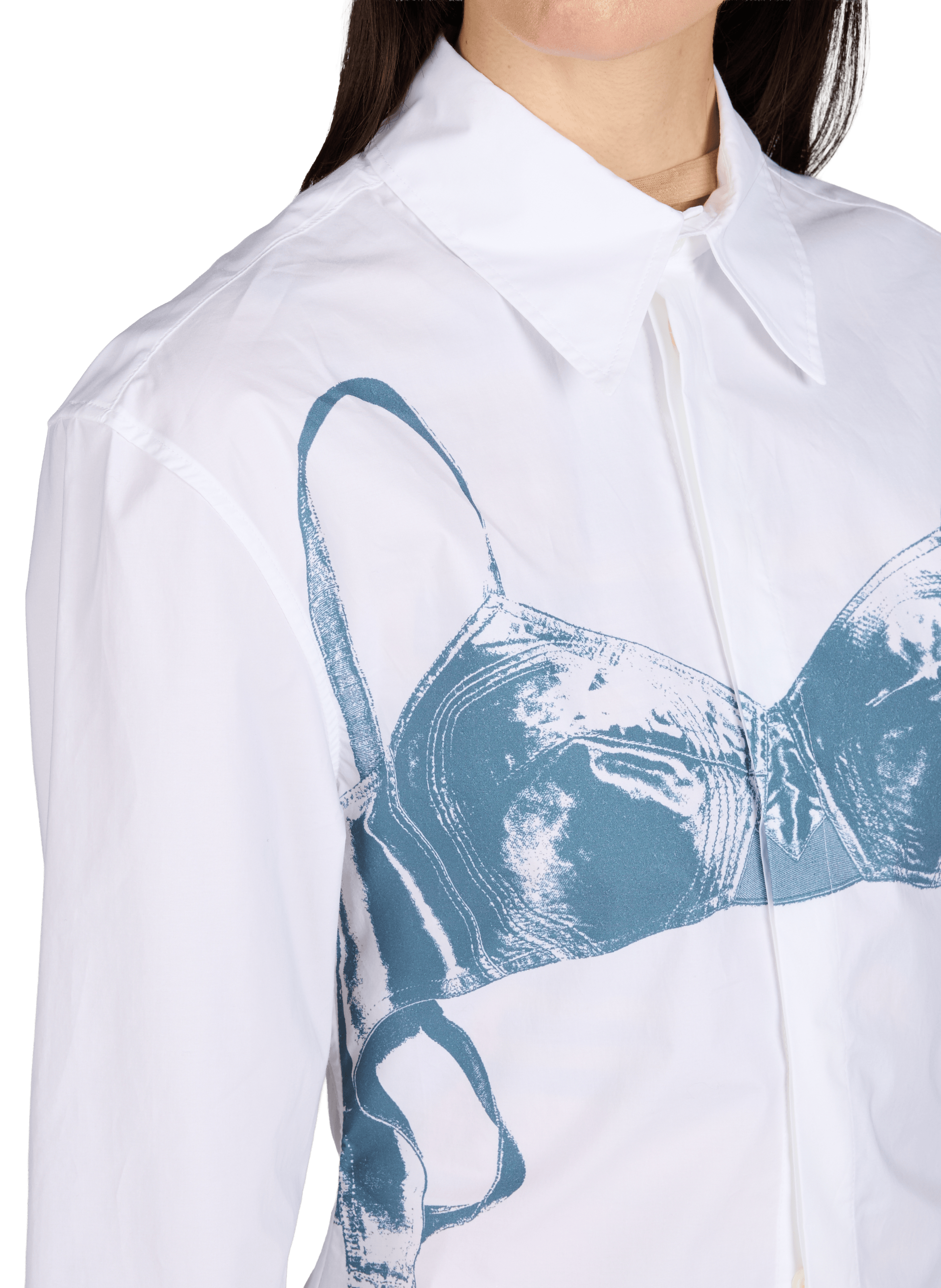 Fitted shirt with printed bra in cotton blend JEAN PAUL GAULTIER White