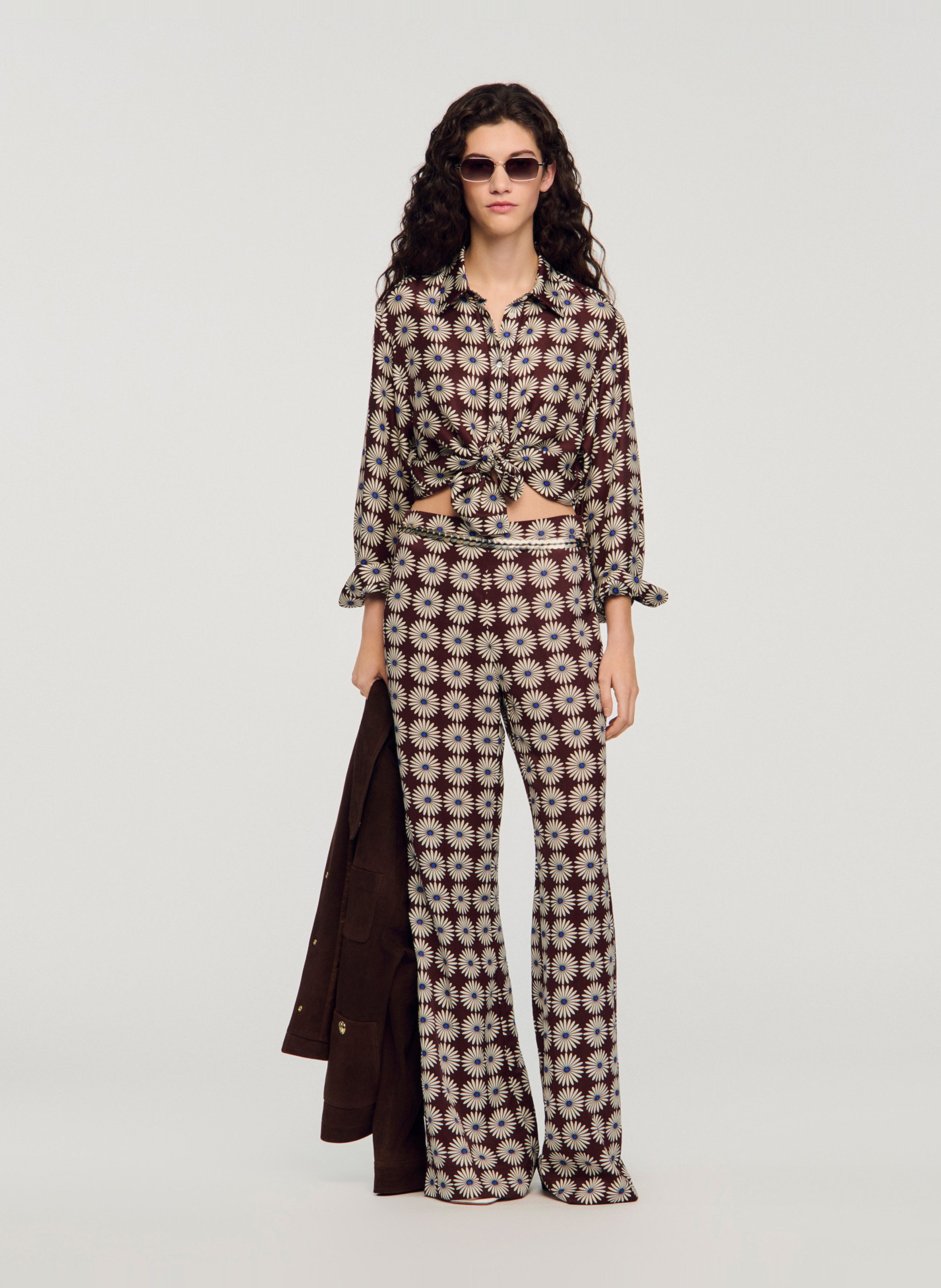 Pantalon droit imprimé SANDRO Bleu