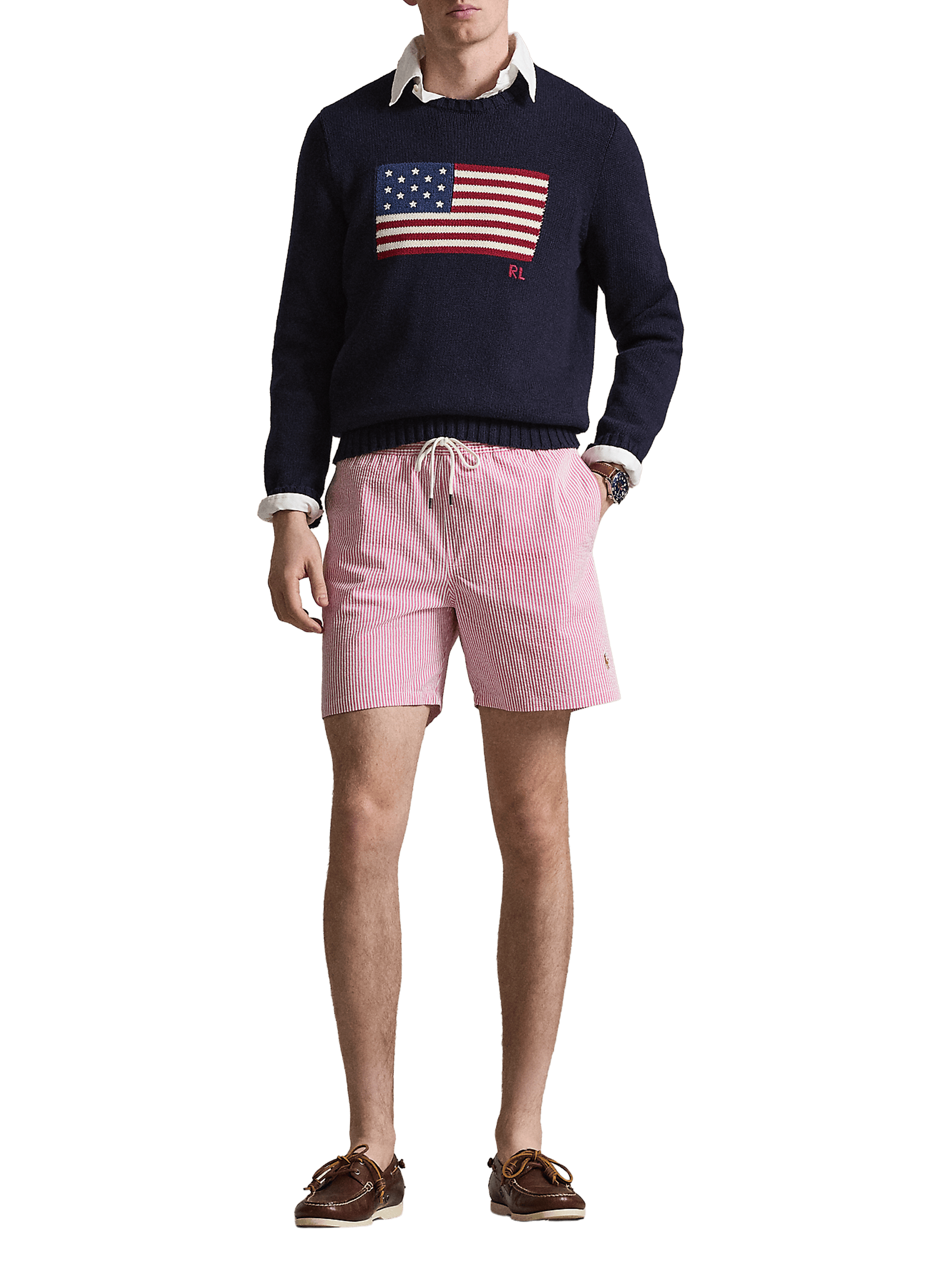 Short de bain rayé POLO RALPH LAUREN Rose