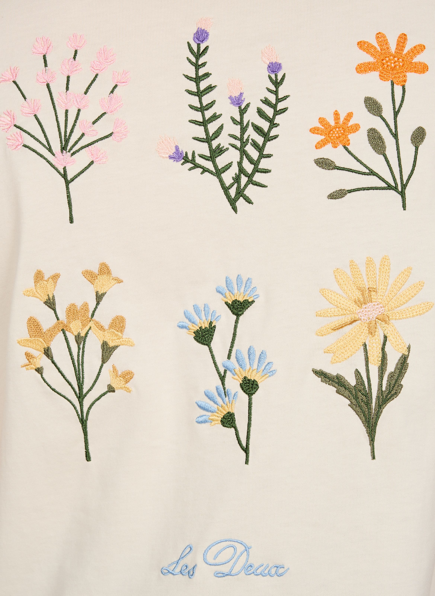 Short-sleeve embroidered cotton T-shirt LES DEUX Beige