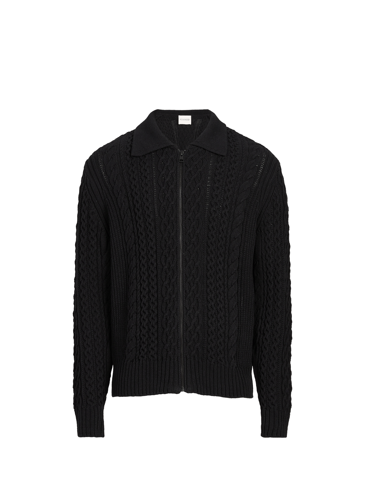 Chaleco con cremallera de punto de algodón trenzado CLOSED Negro