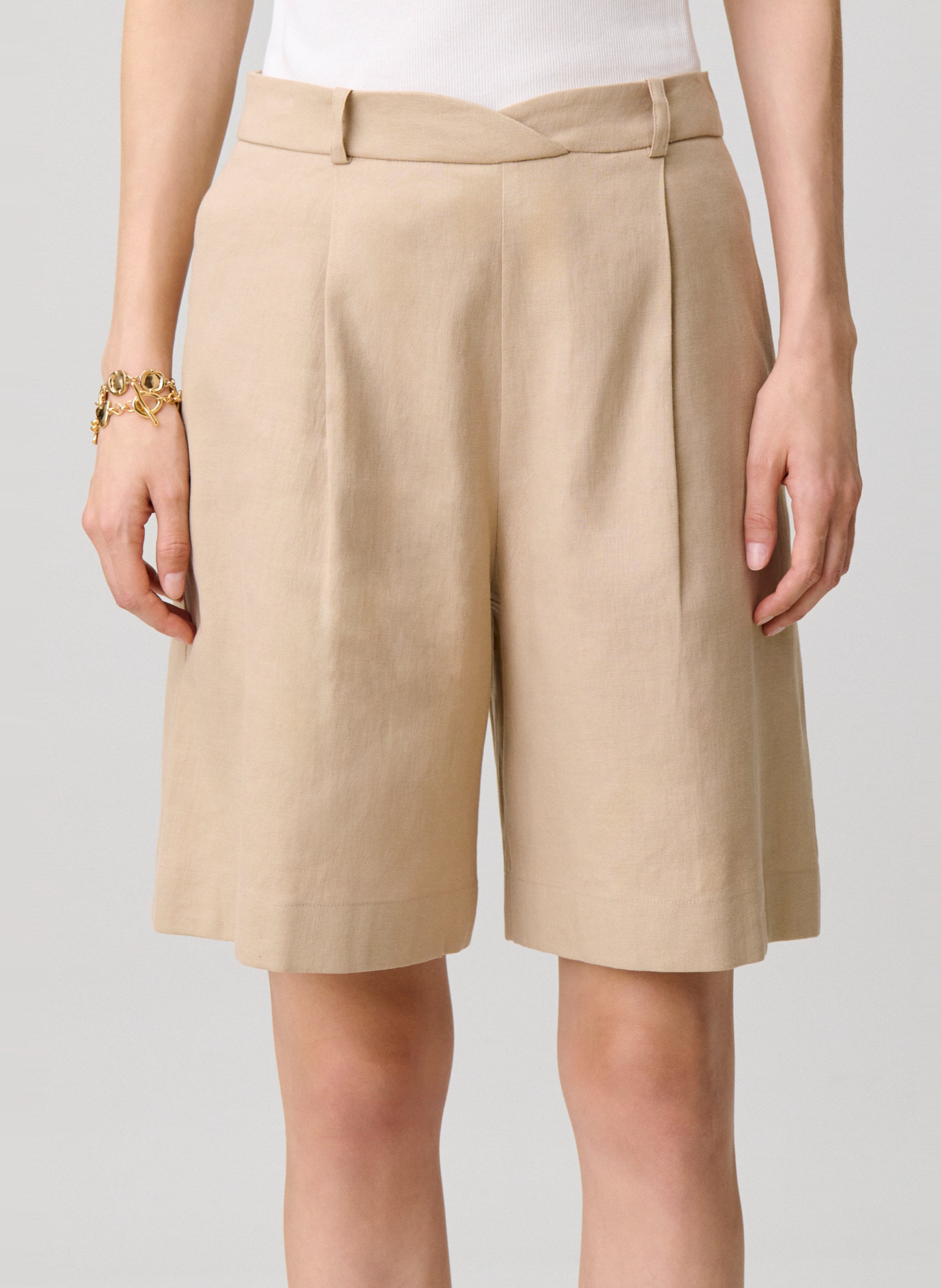 Bermuda droit en lin et coton mélangé CLAUDIE PIERLOT Beige