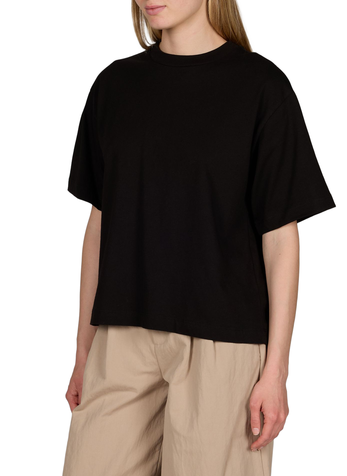 Camiseta recta de algodón OBJECT Negro