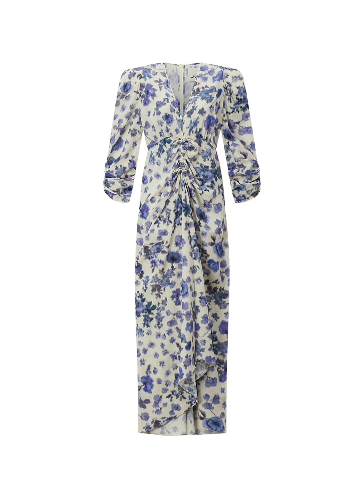 Printed stretch silk Albini long dress ISABEL MARANT Blue