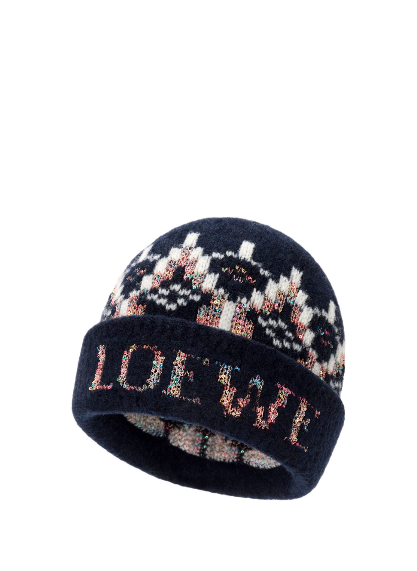 Printed blend wool beanie LOEWE Blue