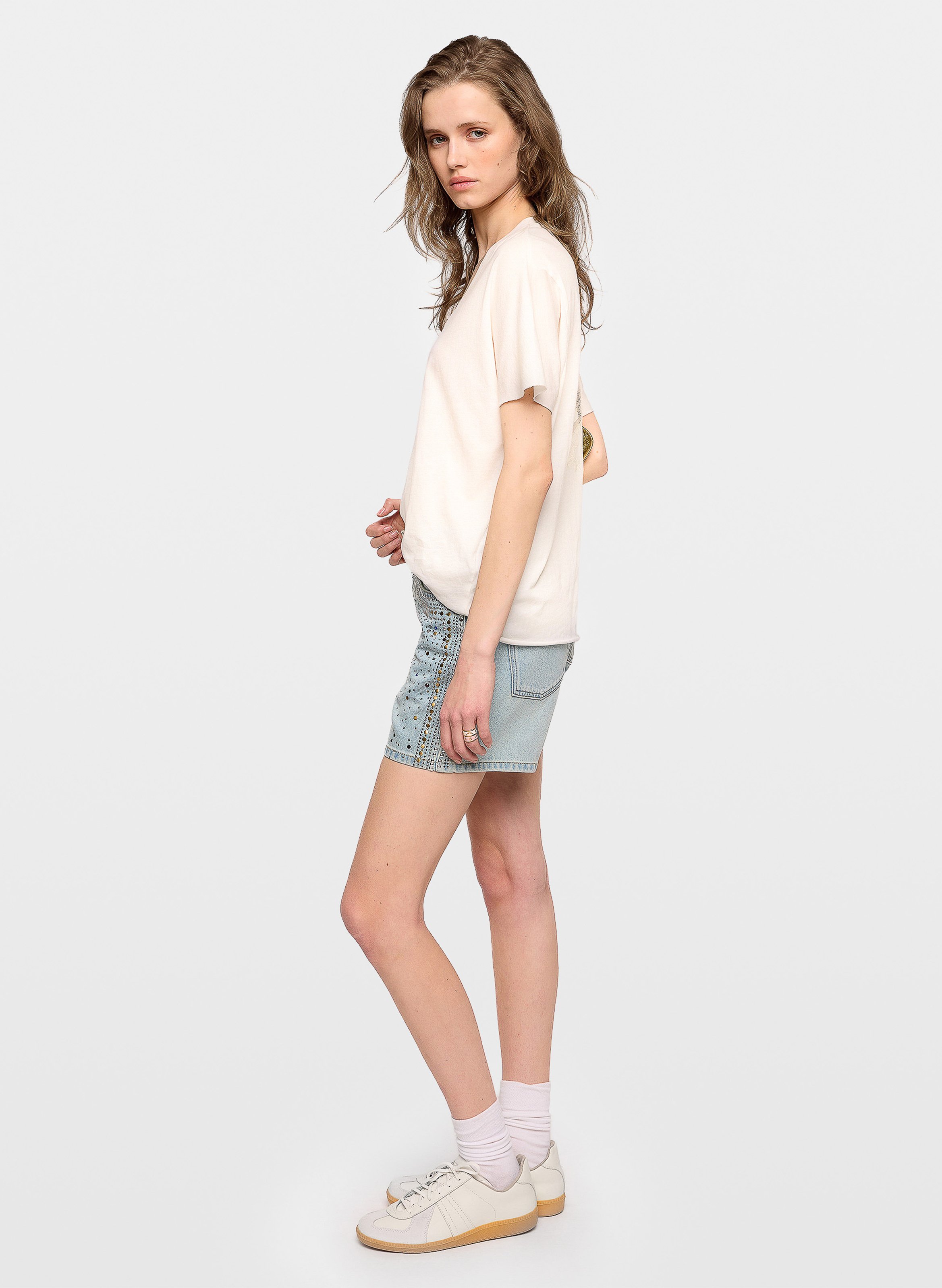 Tee-shirt col v en coton bio tommer ZADIG&VOLTAIRE Blanc