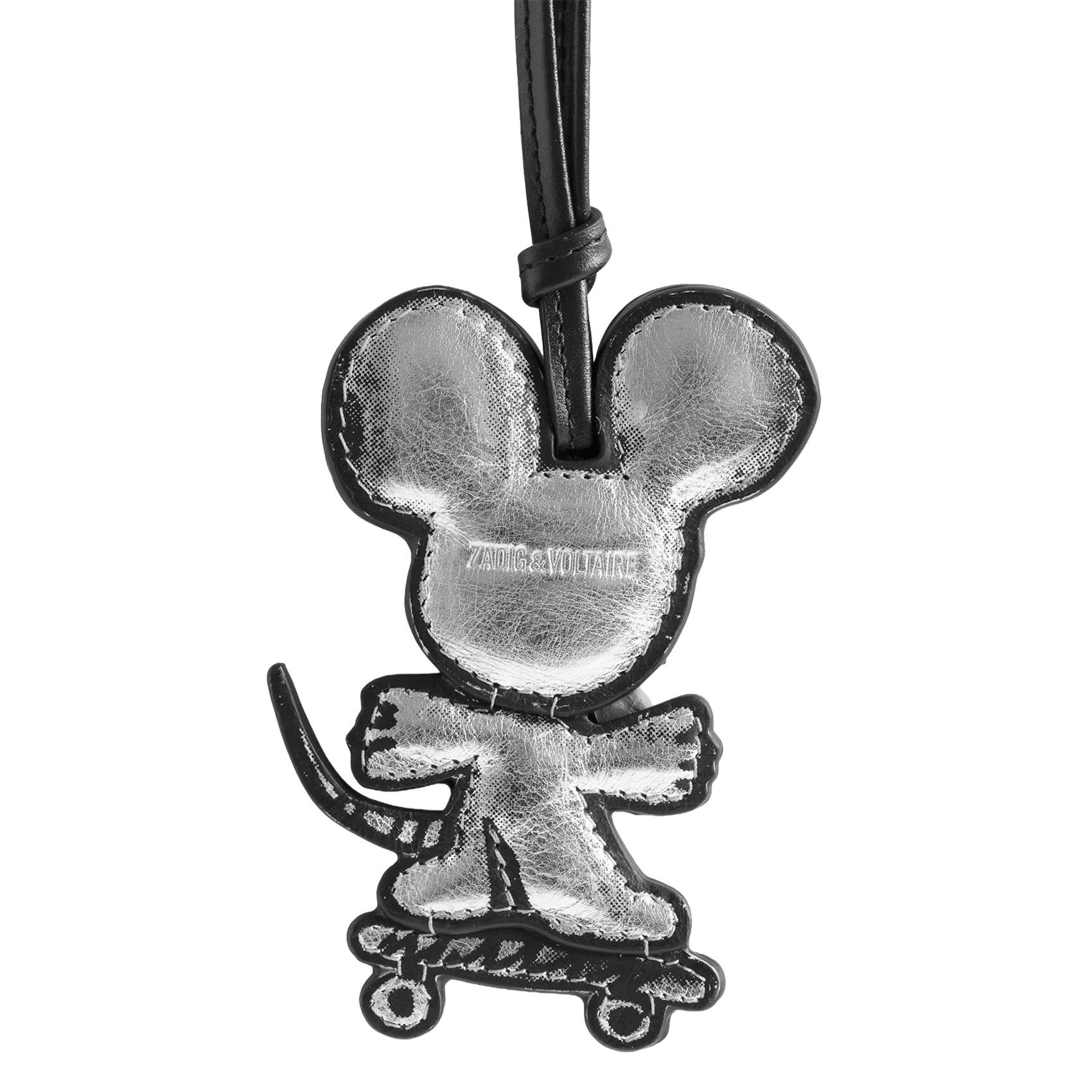 Porte-clés souris en cuir mouse skater ZADIG&VOLTAIRE Argent
