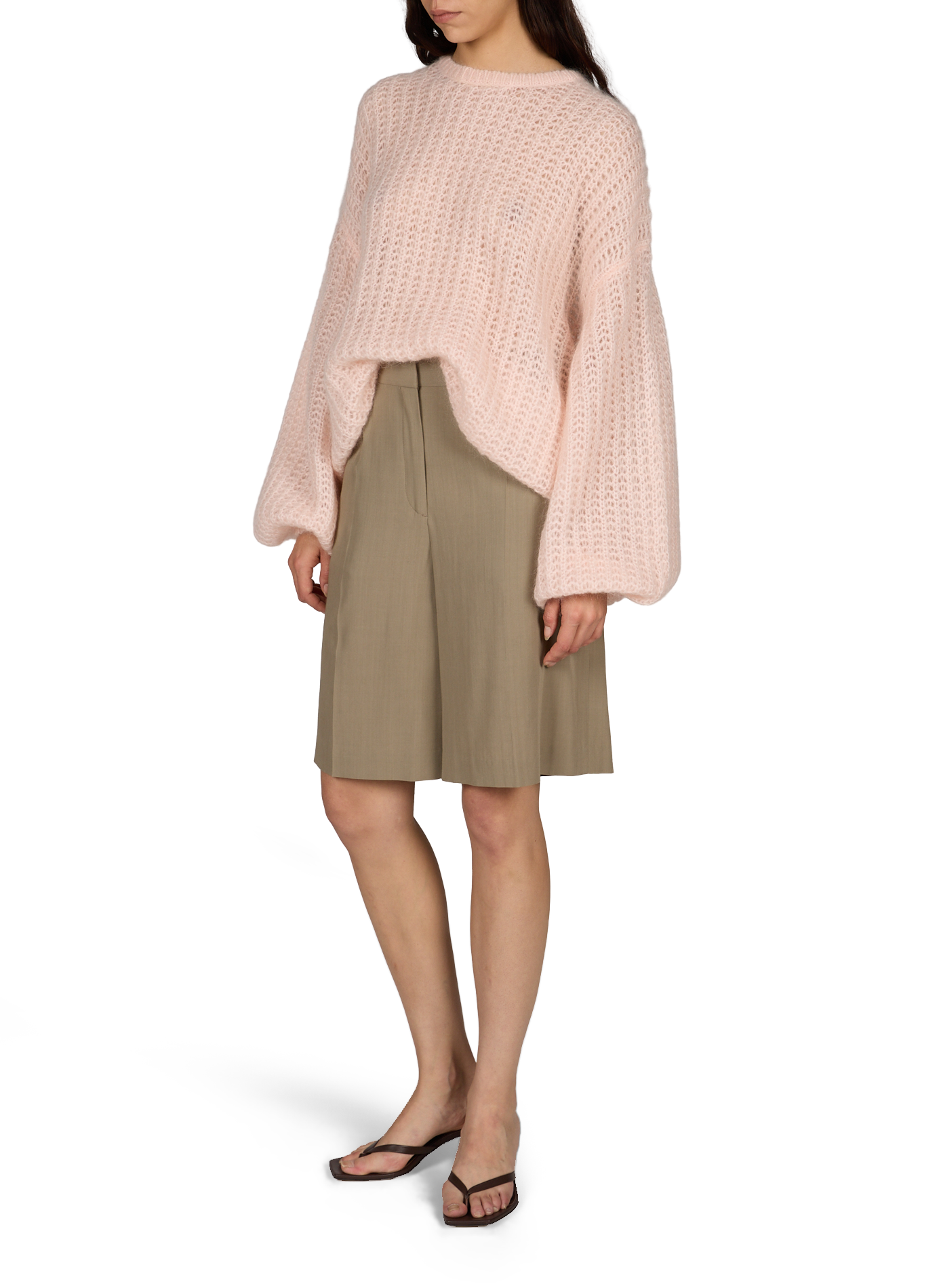 Sweater in wool and mohair blend with wide stitches TOTEME Pink