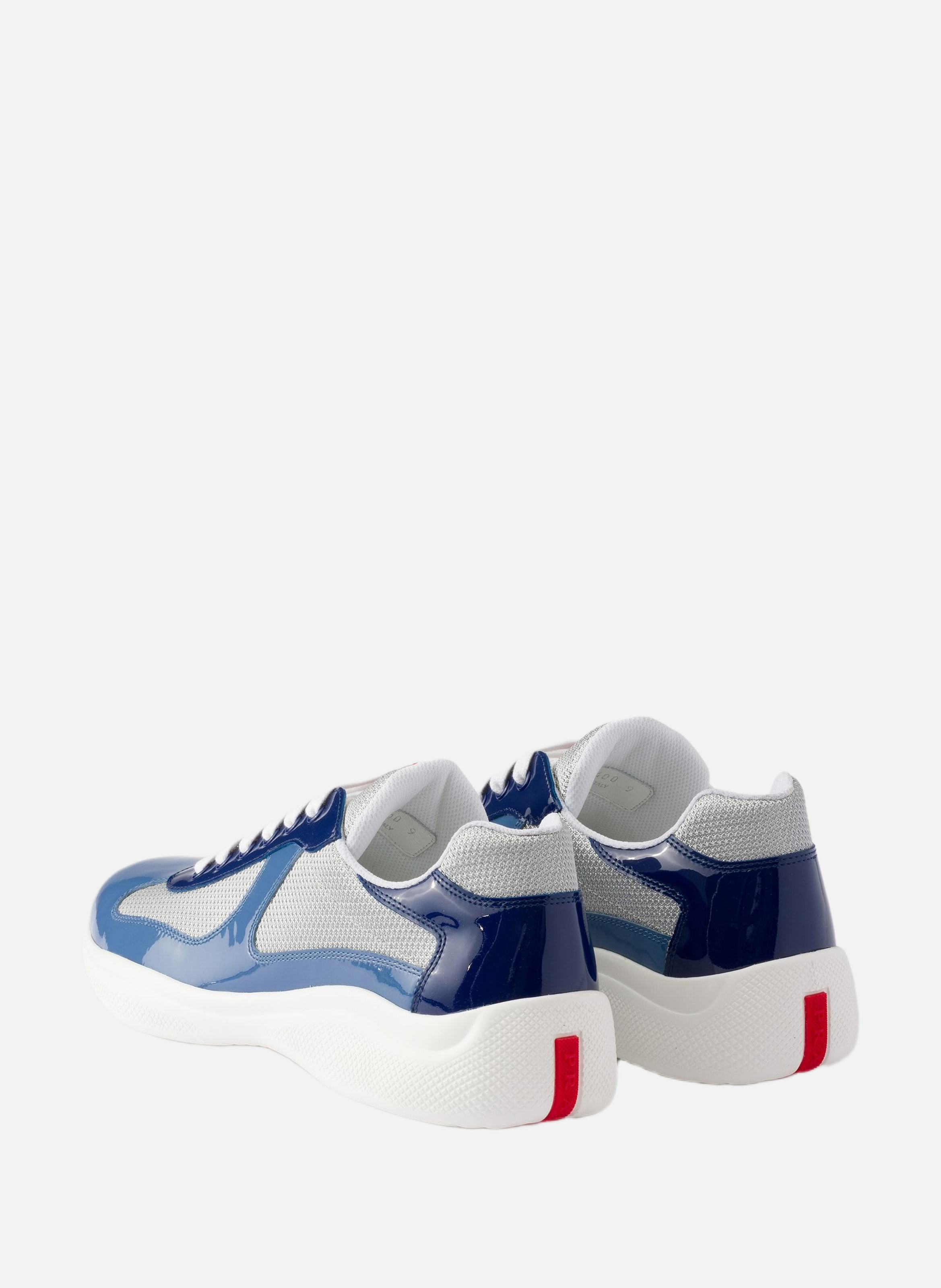 Sneakers prada america’s cup en cuir verni et tiss | Bleu PRADA Homme