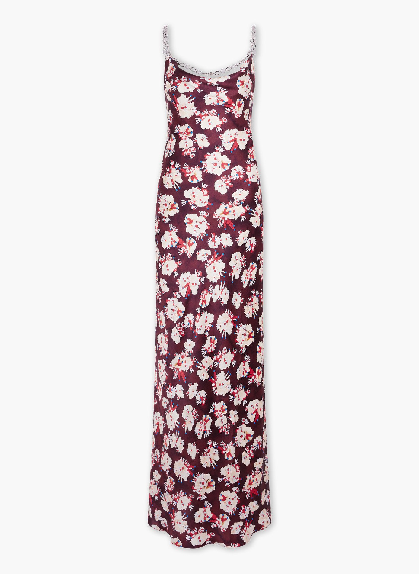 Robe longue à motif floral en satin de soie RABANNE Violet