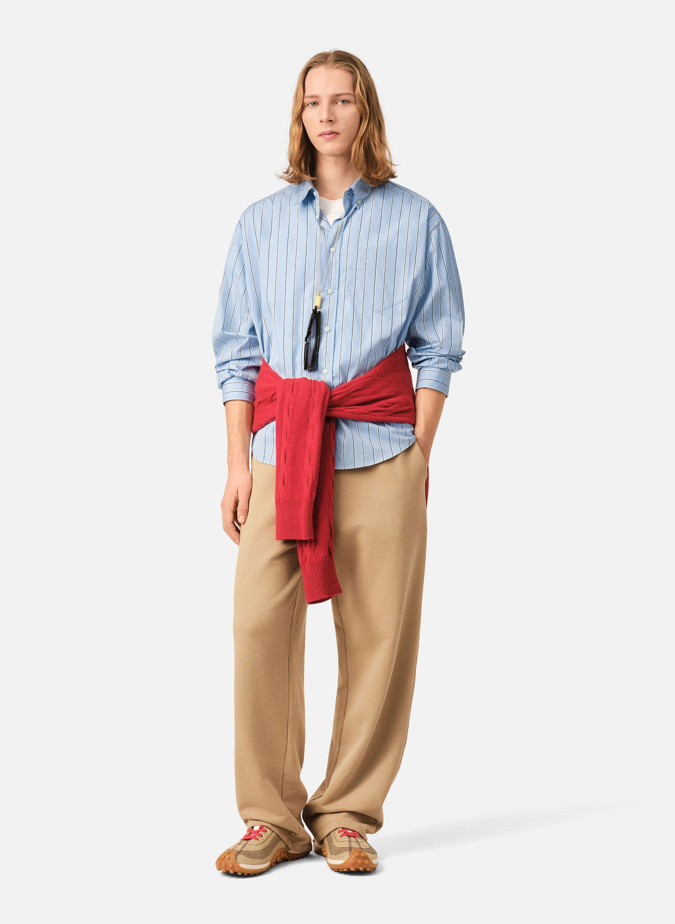 Chemise boxy en coton ami de coeur embossé AMI PARIS Bleu