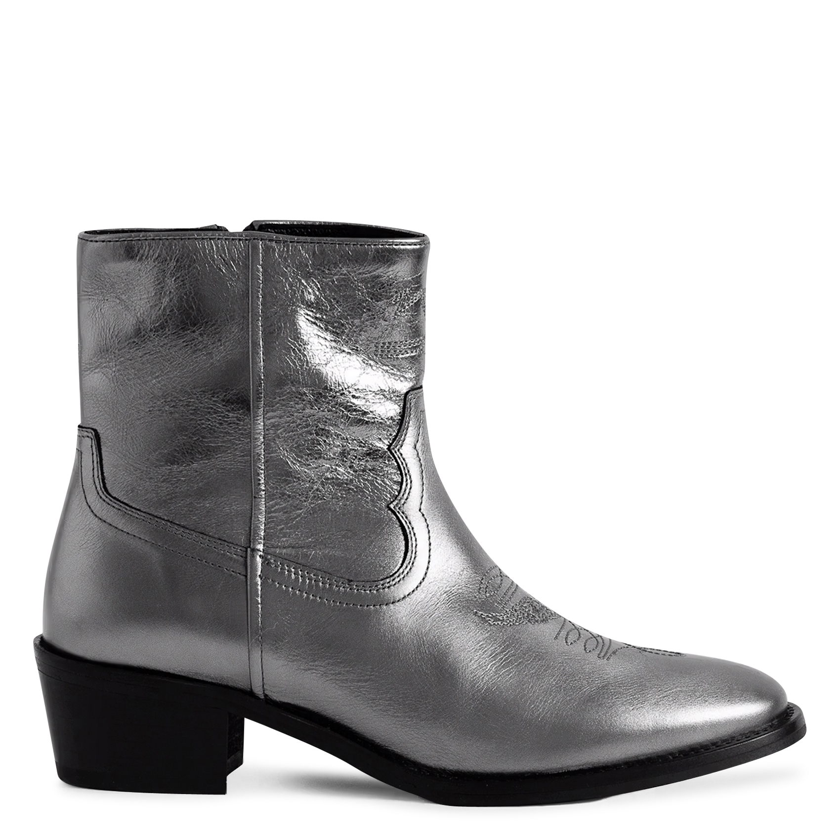 Bottines en cuir métallisé tex low ZADIG&VOLTAIRE Gris