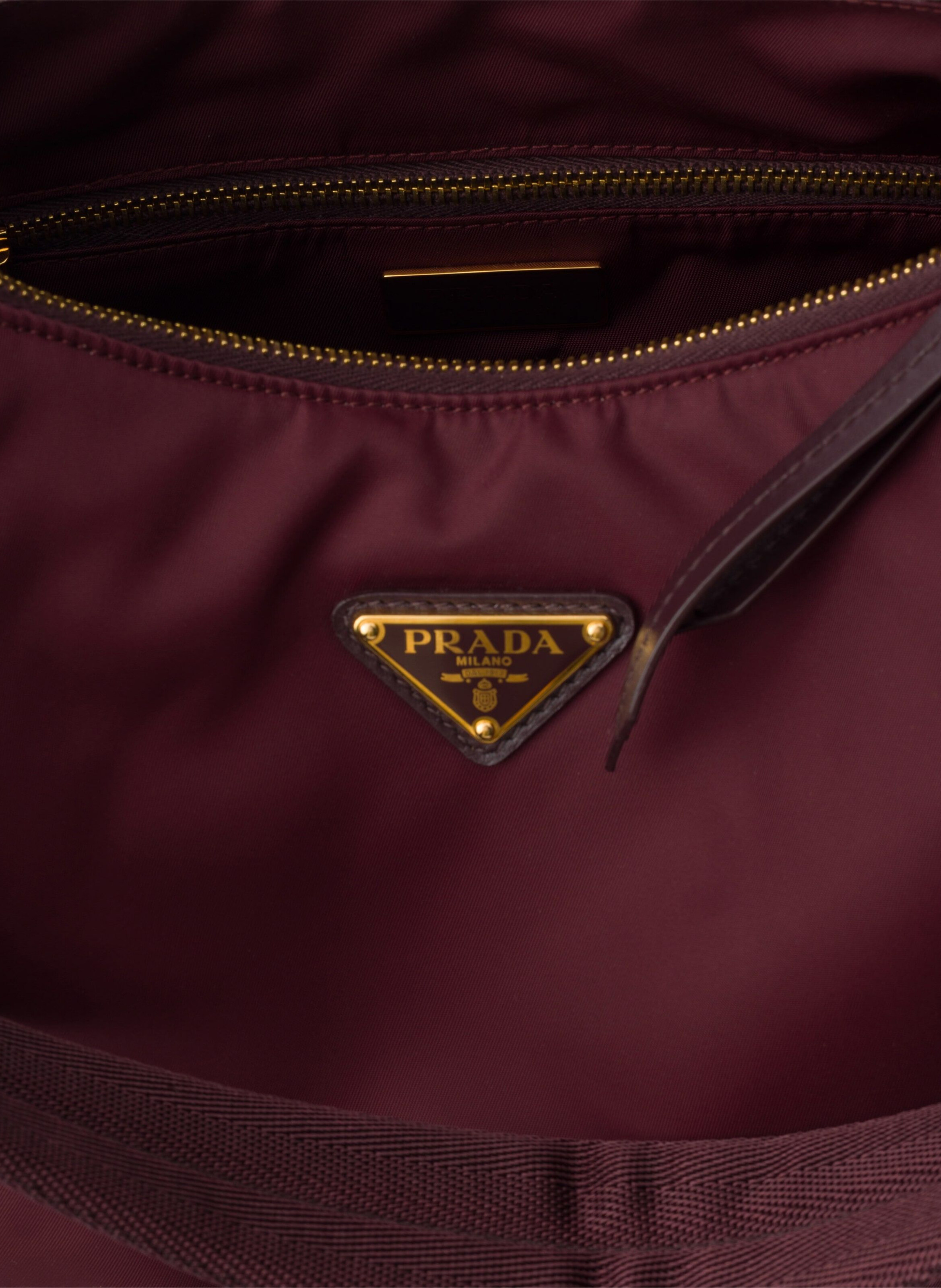 Grand sac prada explore en re-nylon et cuir PRADA Rouge