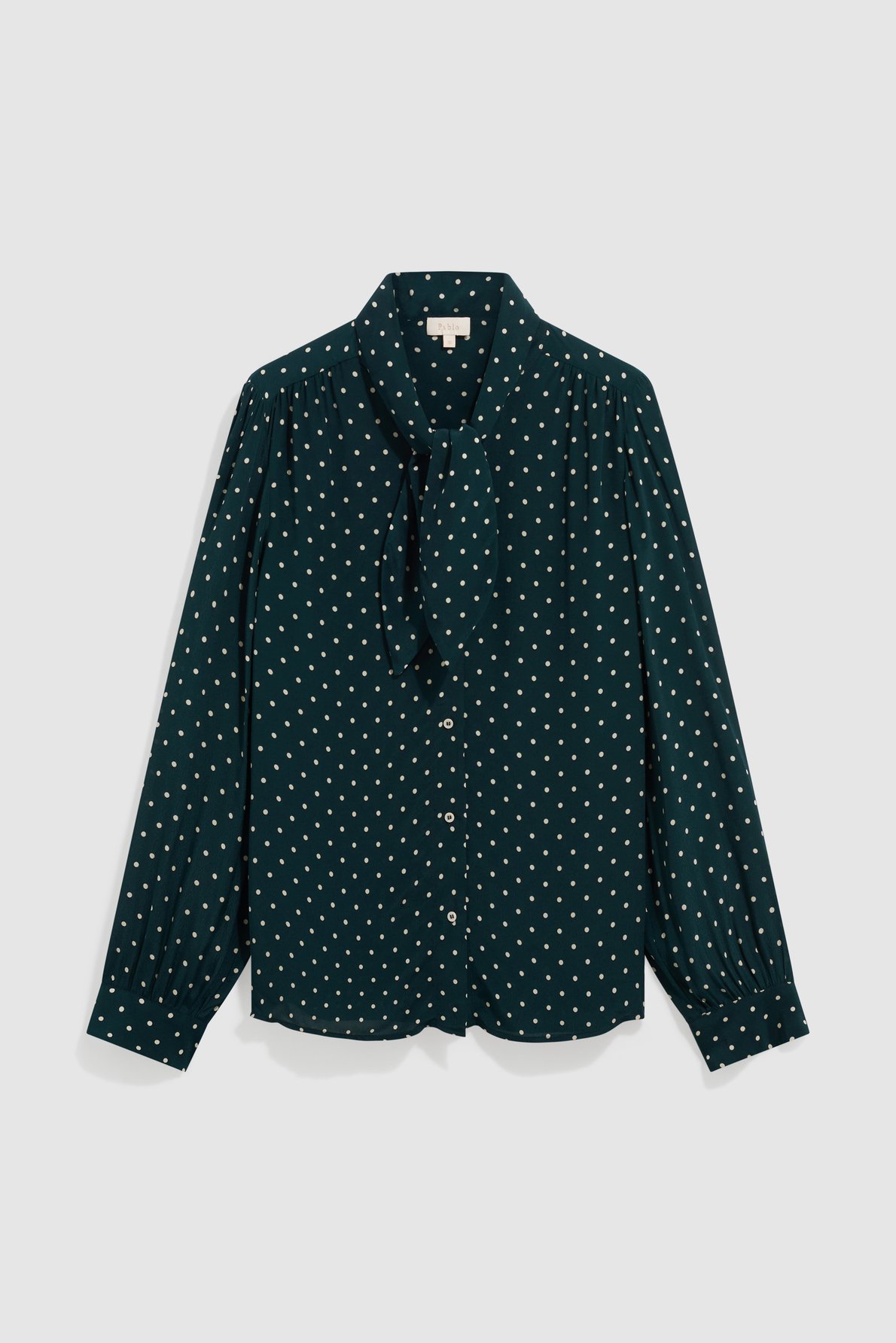 Chemise col cravate à pois - louise PABLO Vert