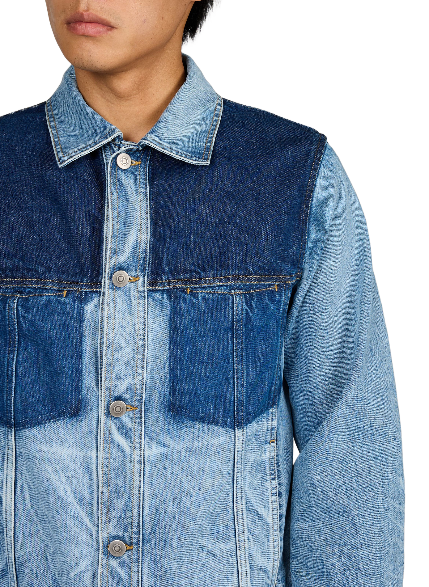 Straight jacket with cotton patchwork detail MAISON MARGIELA Blue