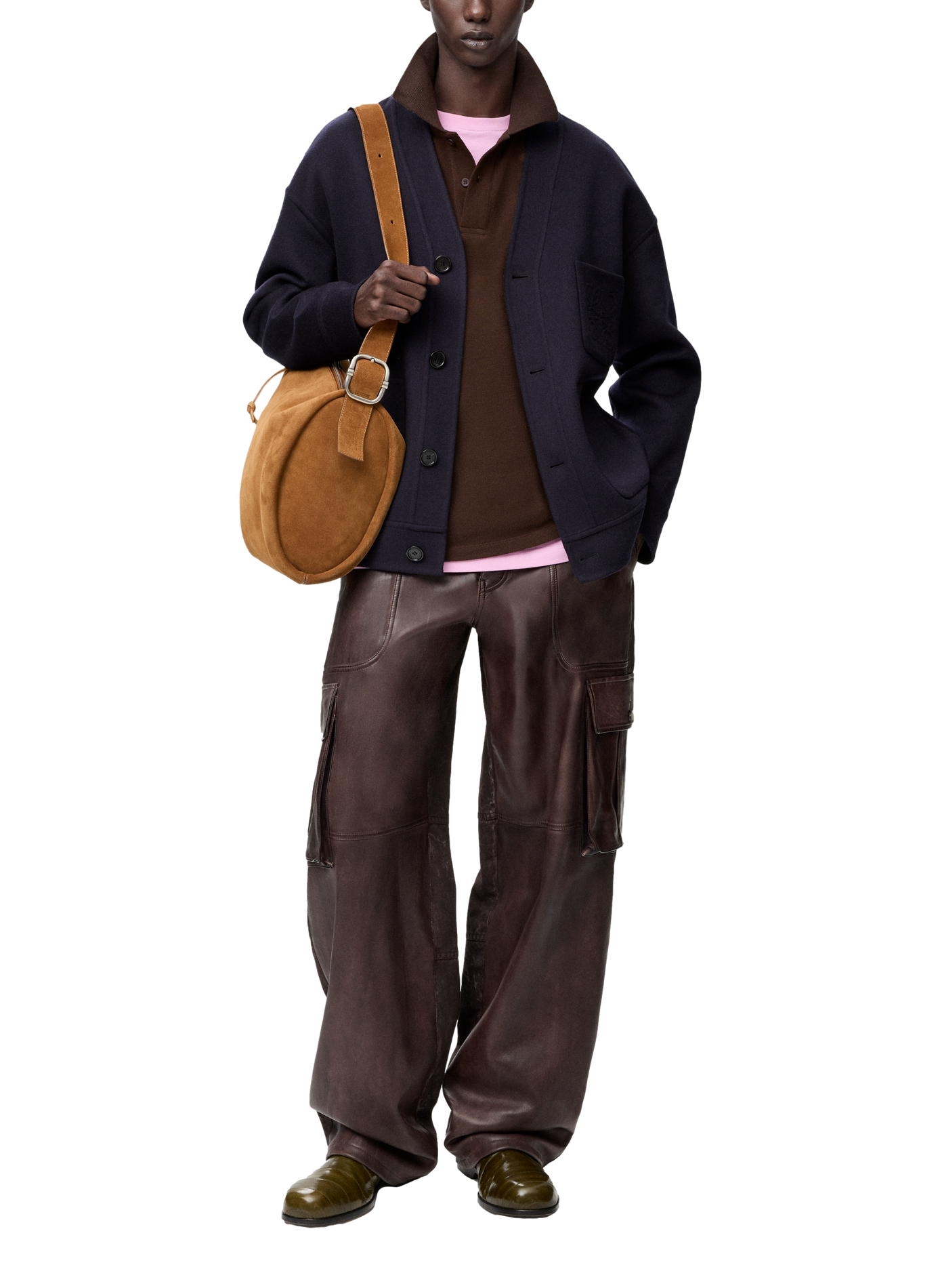 Cardigan droit en laine et cachemire LOEWE Bleu