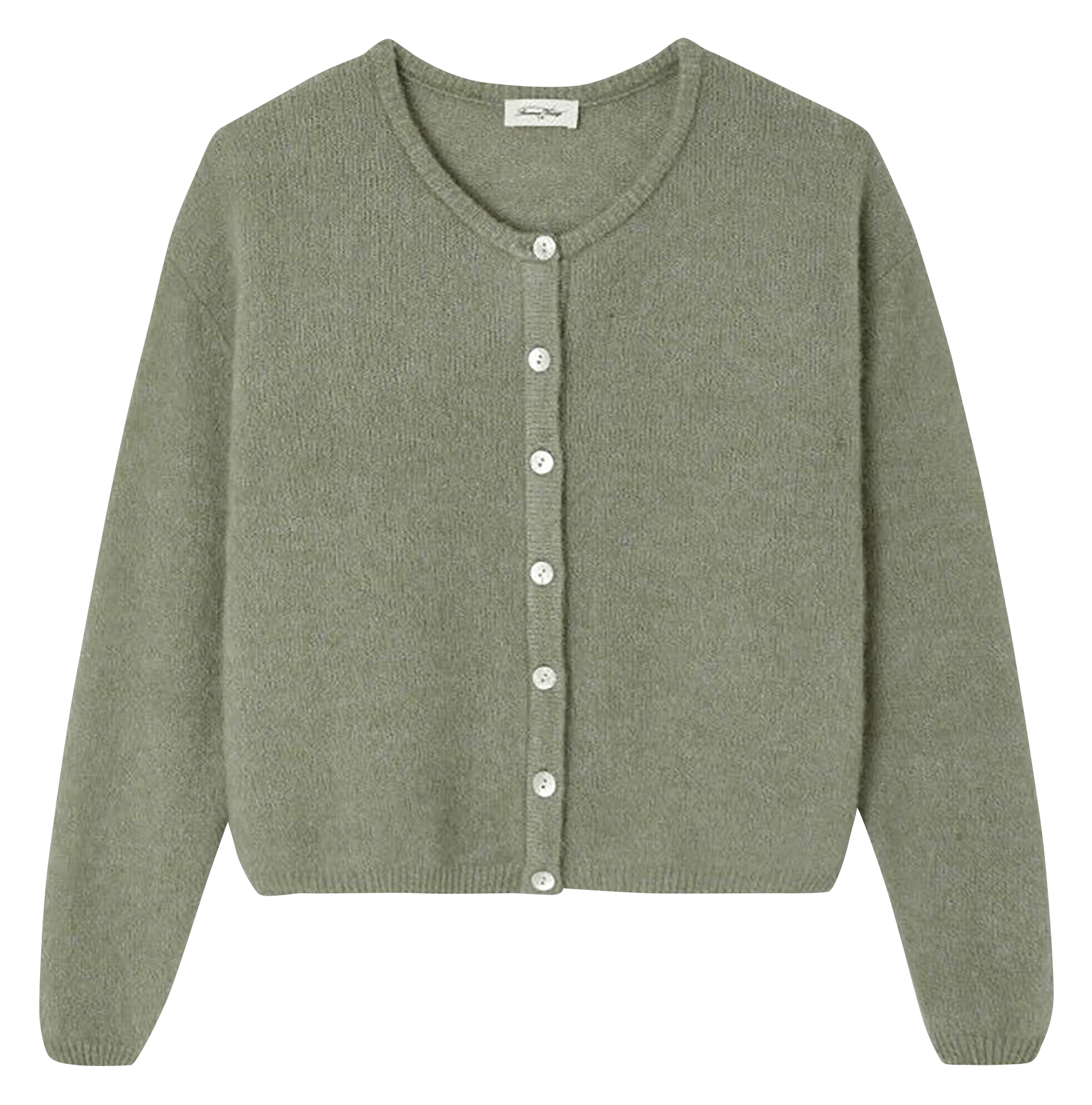 Gilet ample col rond en laine mélangée vitow  Kaki multichine