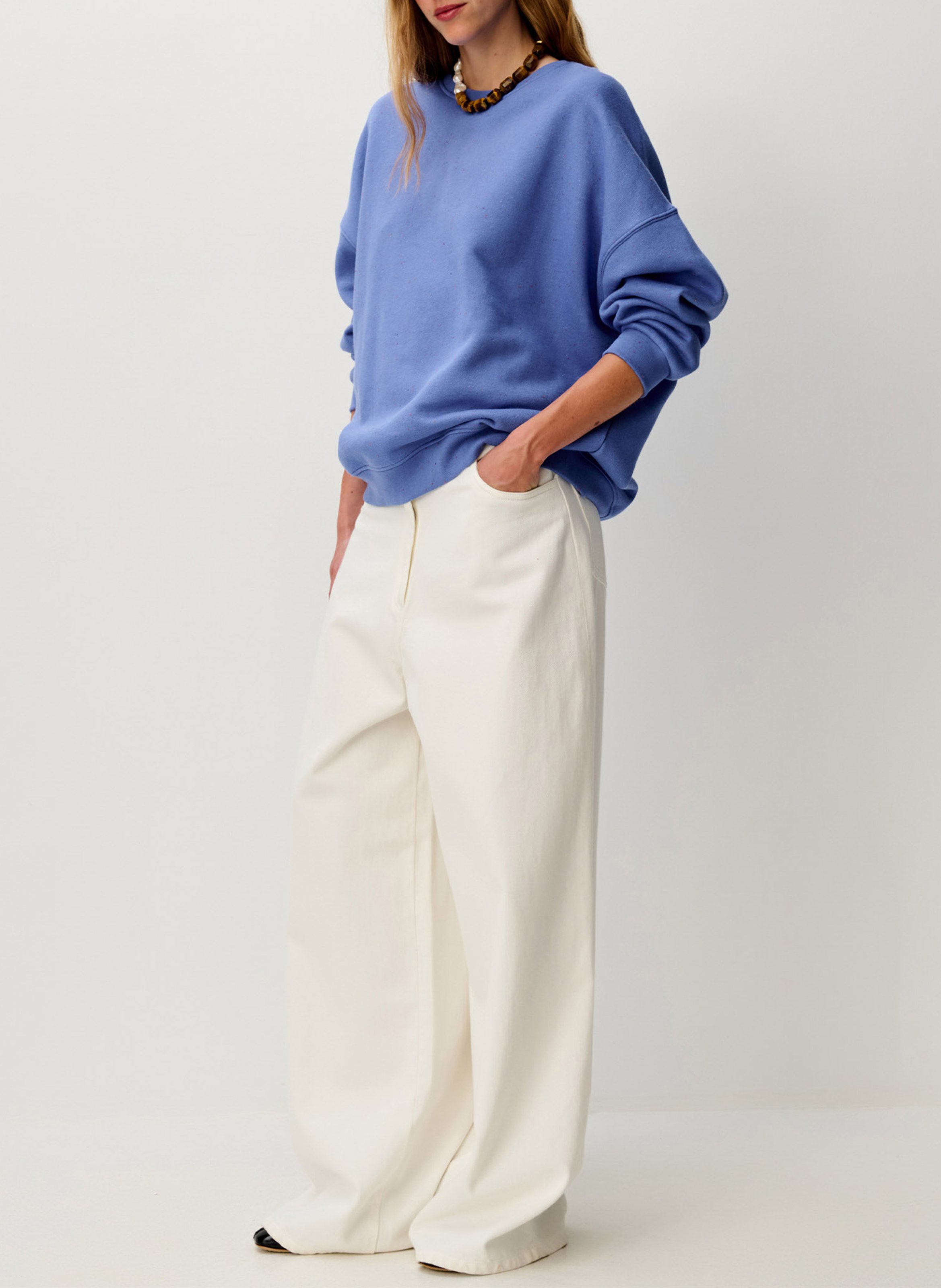 Sweat col rond oversize en coton mélangé chebbi SESSUN Bleu