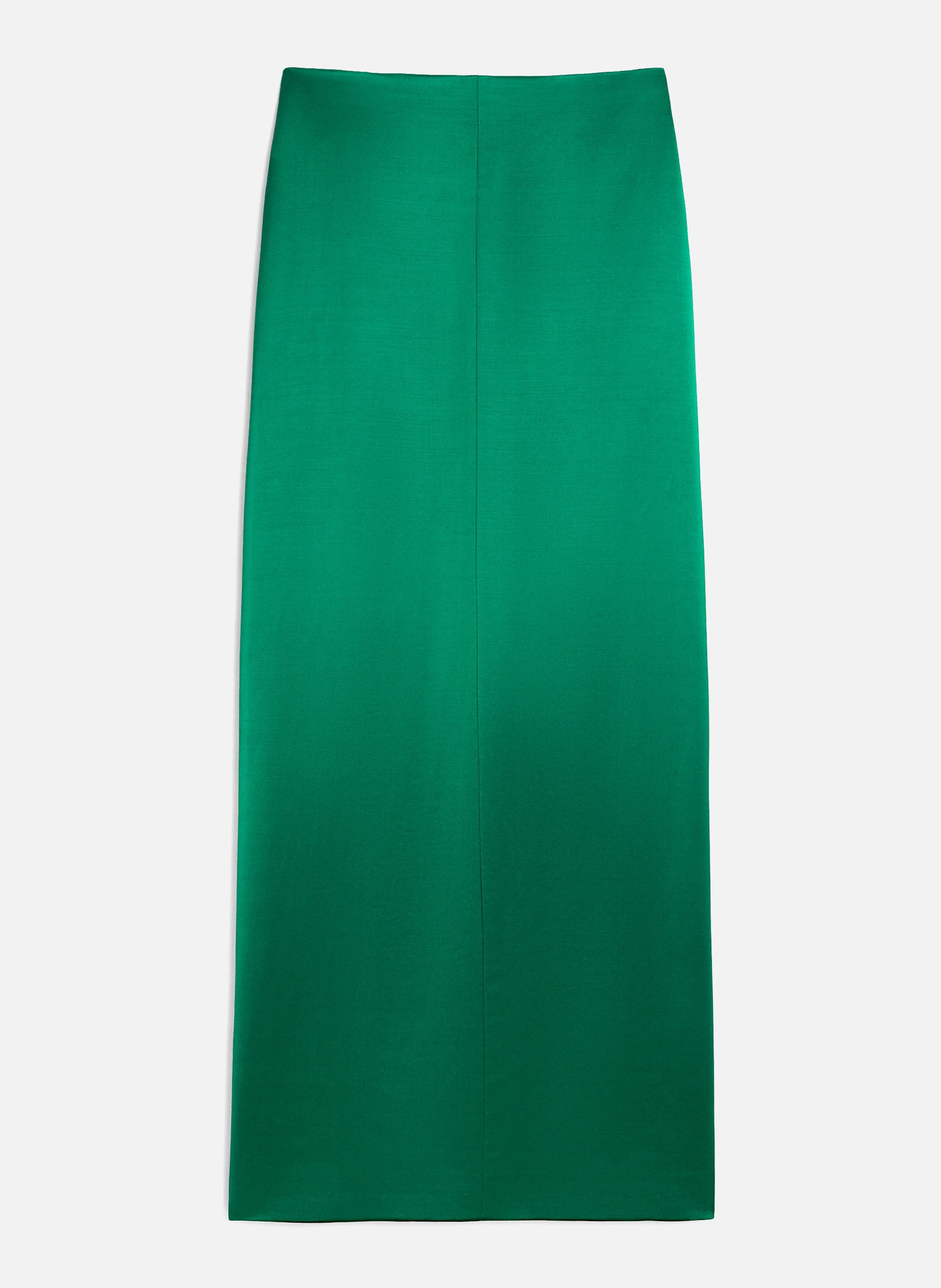 Jupe droite longue en viscose et laine AMI PARIS Vert