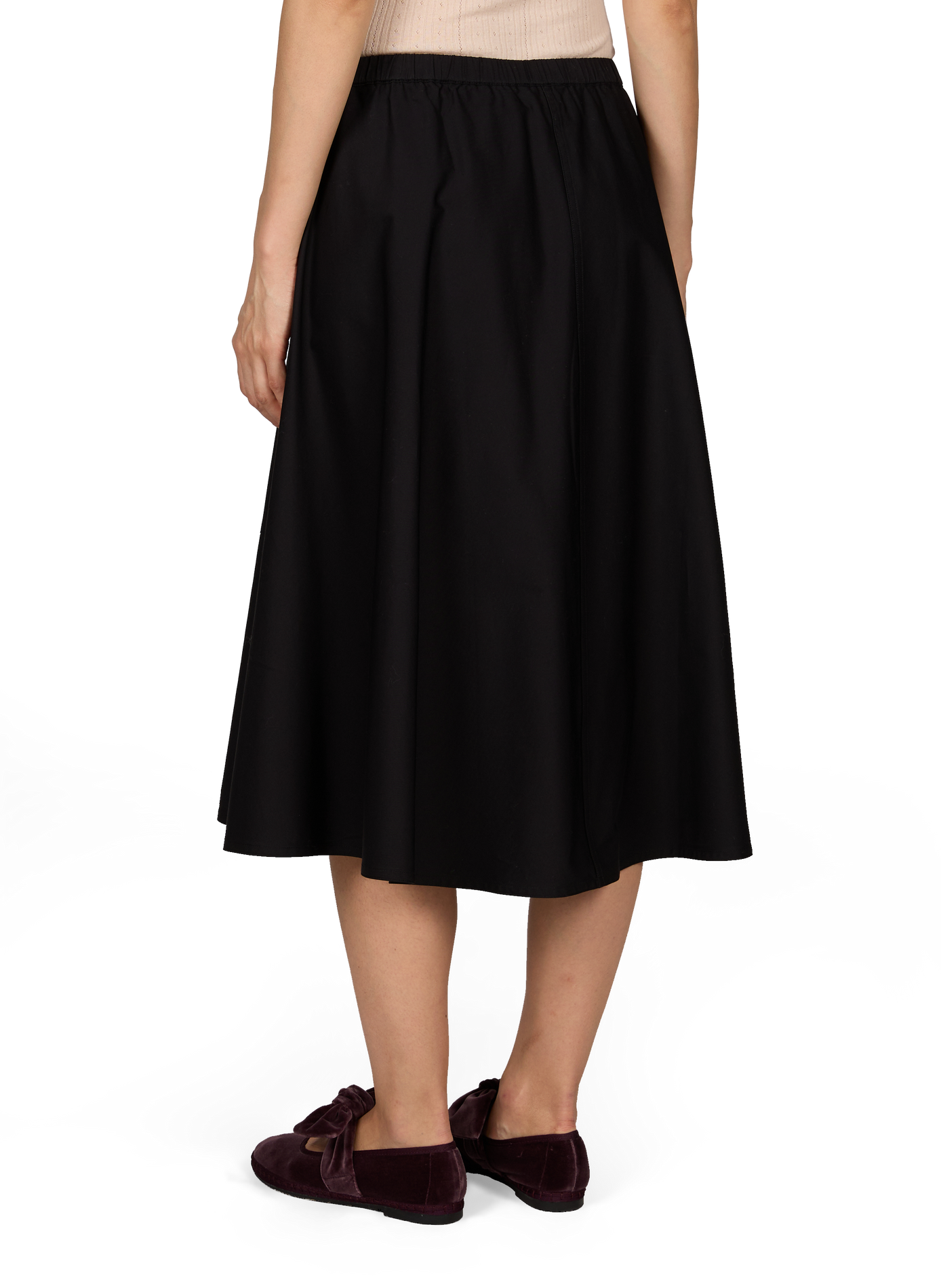 Flared midi skirt with pockets in cotton VINCE Black