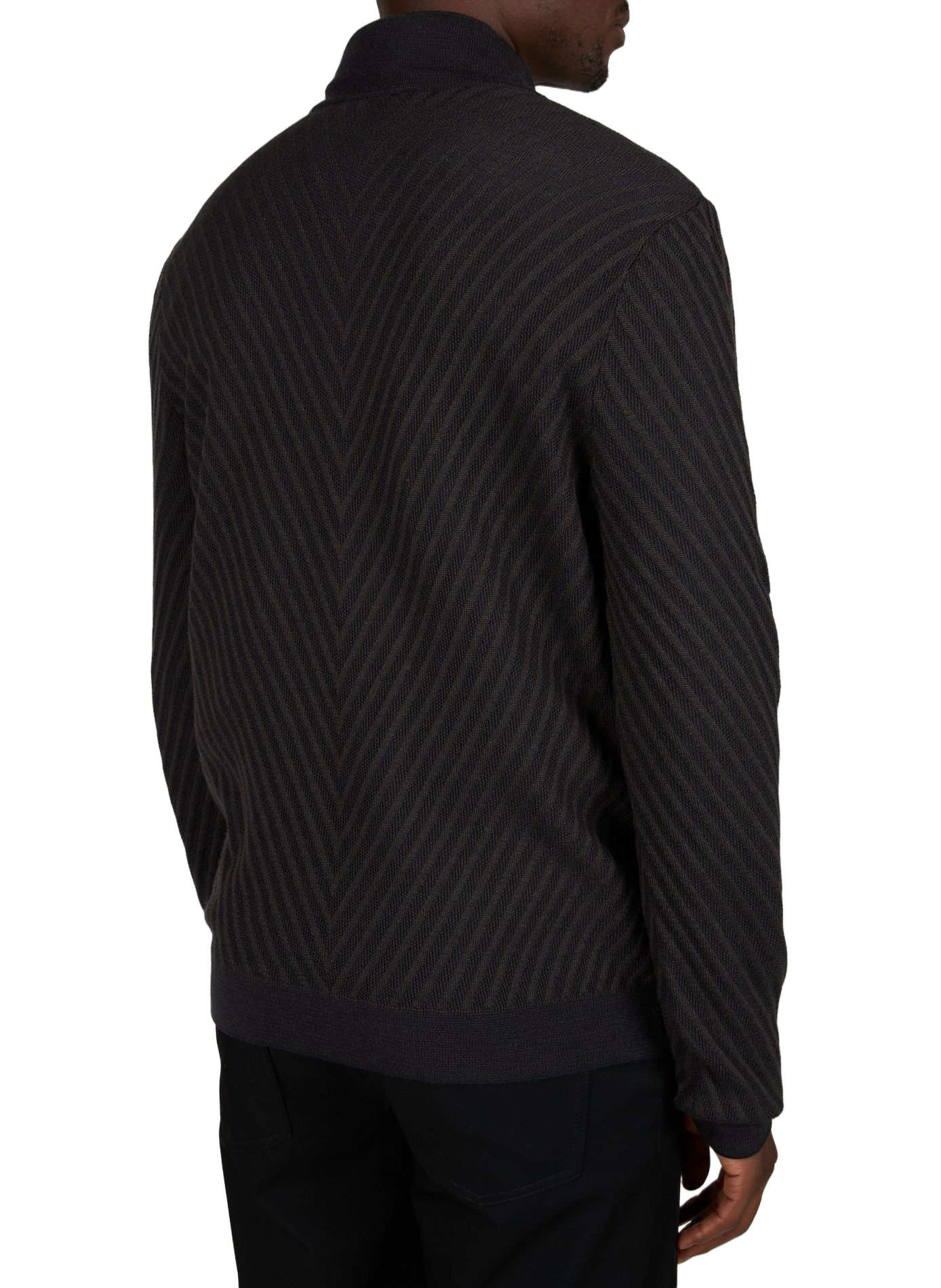 Straight wool zip-up sweater EMPORIO ARMANI Blue