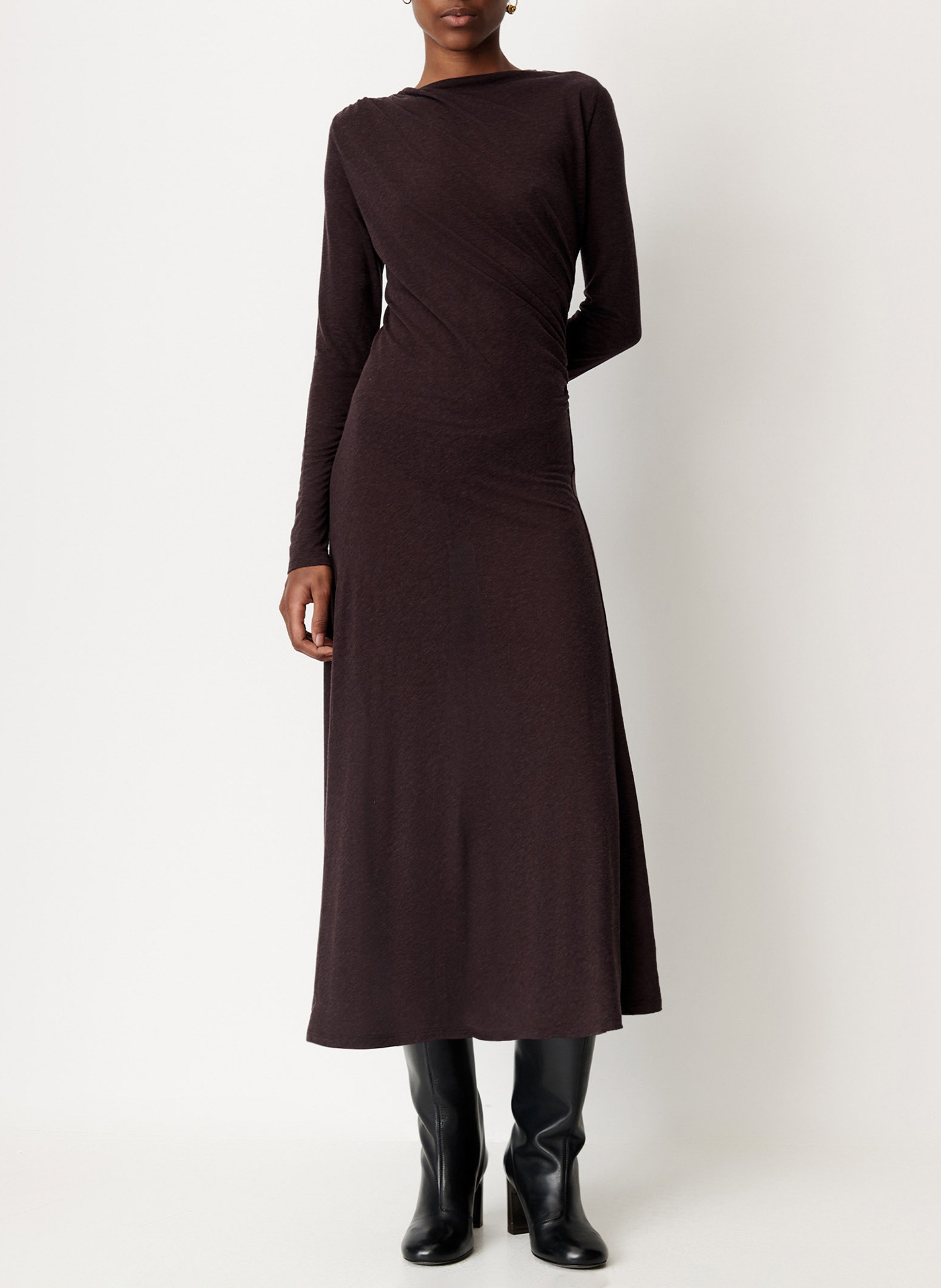 Robe cintrée évasée avec décolleté dos leganza SESSUN Marron