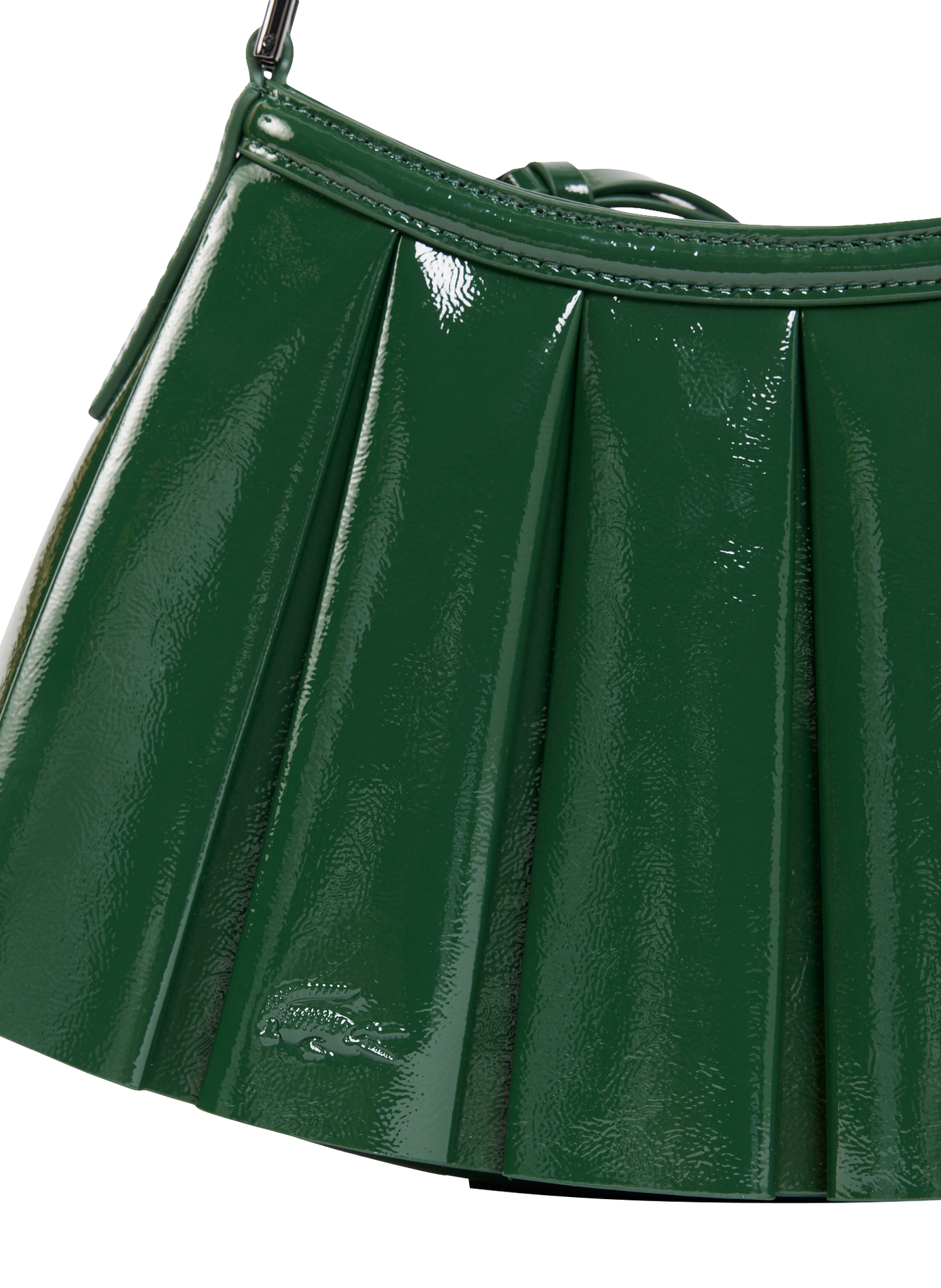 Small Lenglen patent leather handbag LACOSTE Green