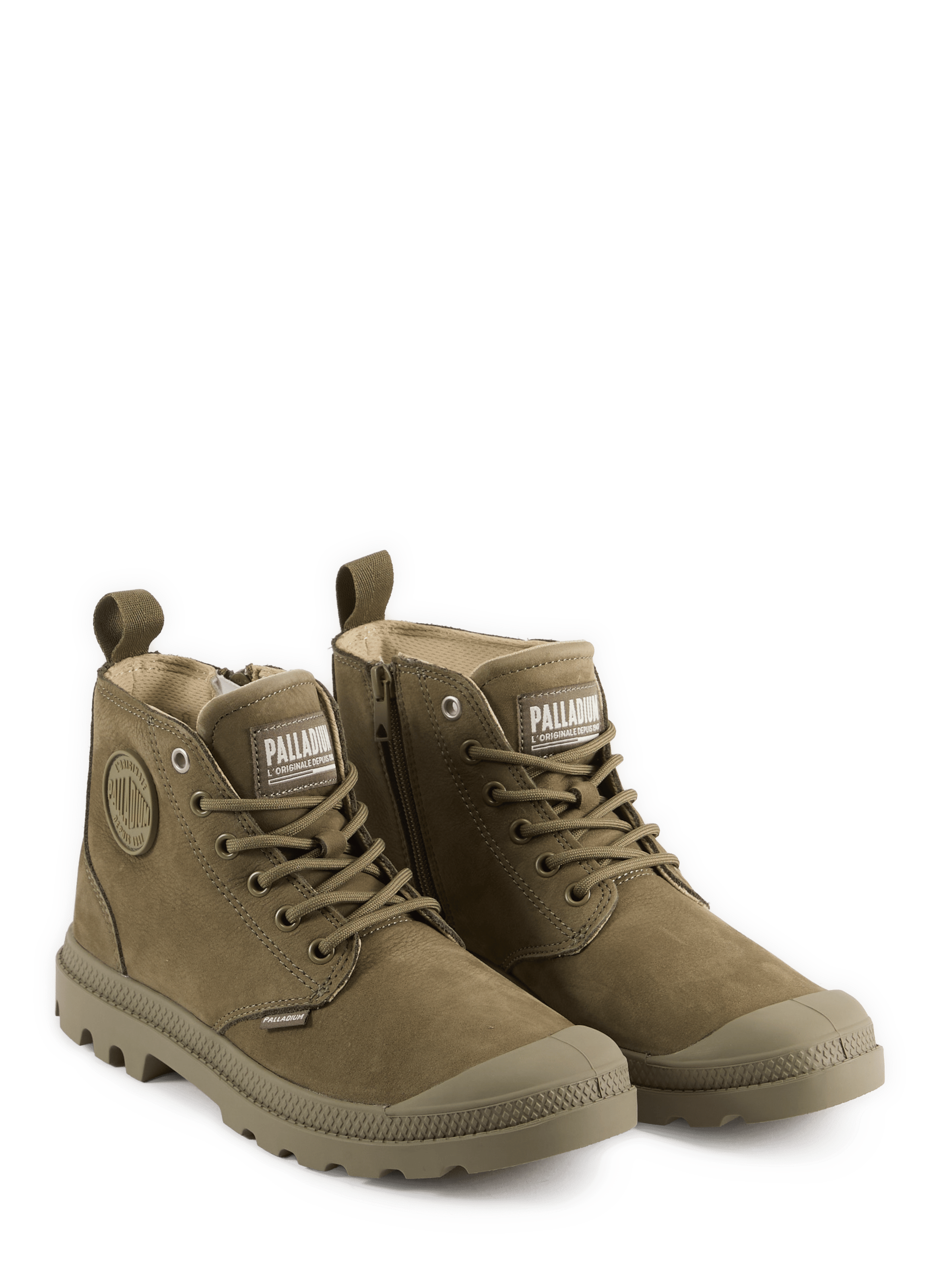 Dual material lace-up Ankle boots  PALLADIUM Khaki