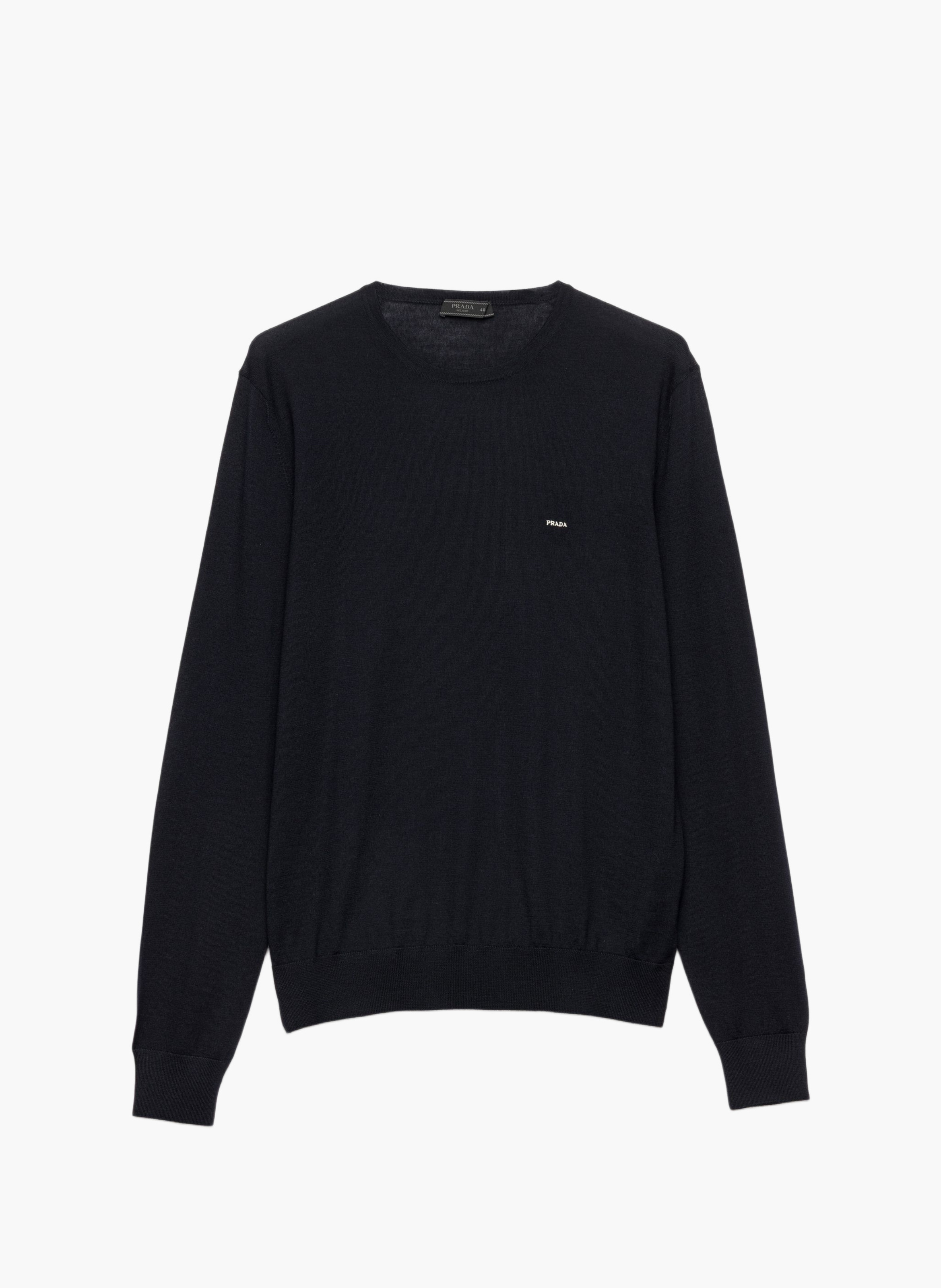 Pull à col rond en laine extra fine PRADA Bleu