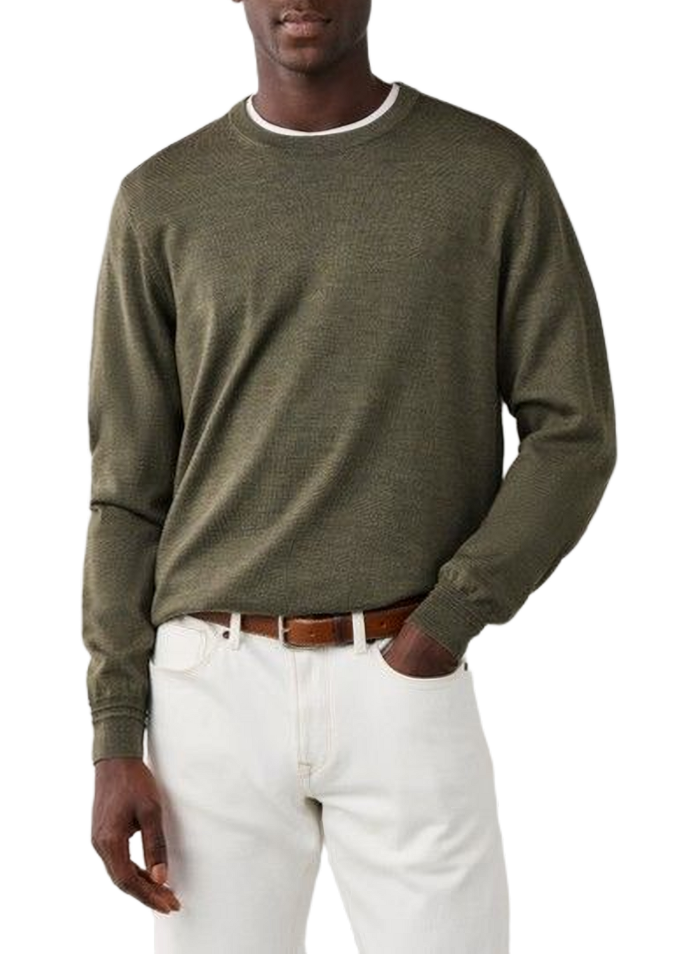 Round neck wool straight sweater FACONNABLE Khaki