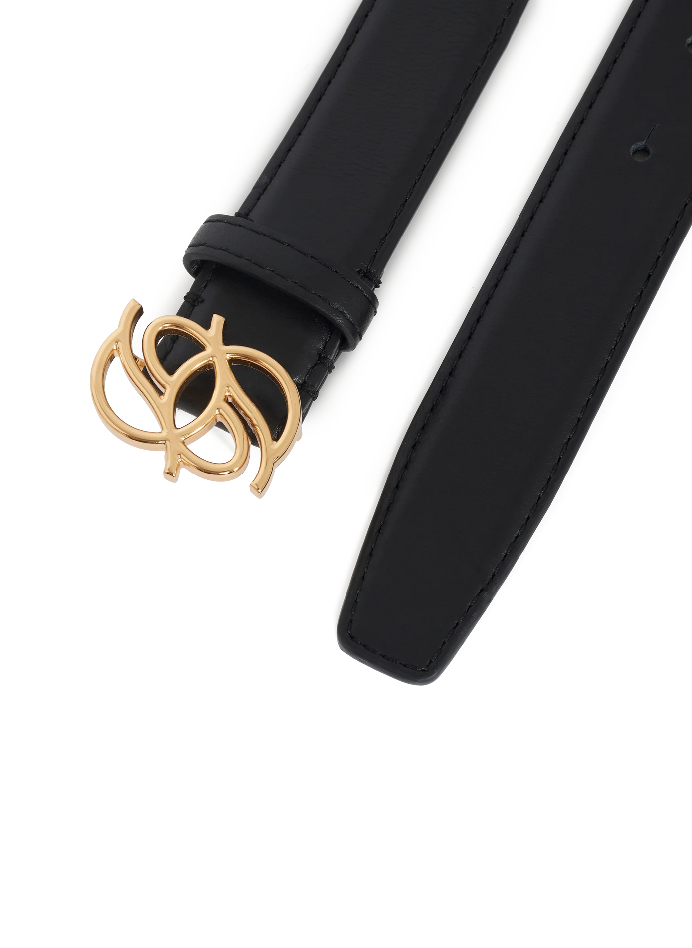 La Ceinture Monogramme en cuir lisse DROLE DE MONSIEUR Noir