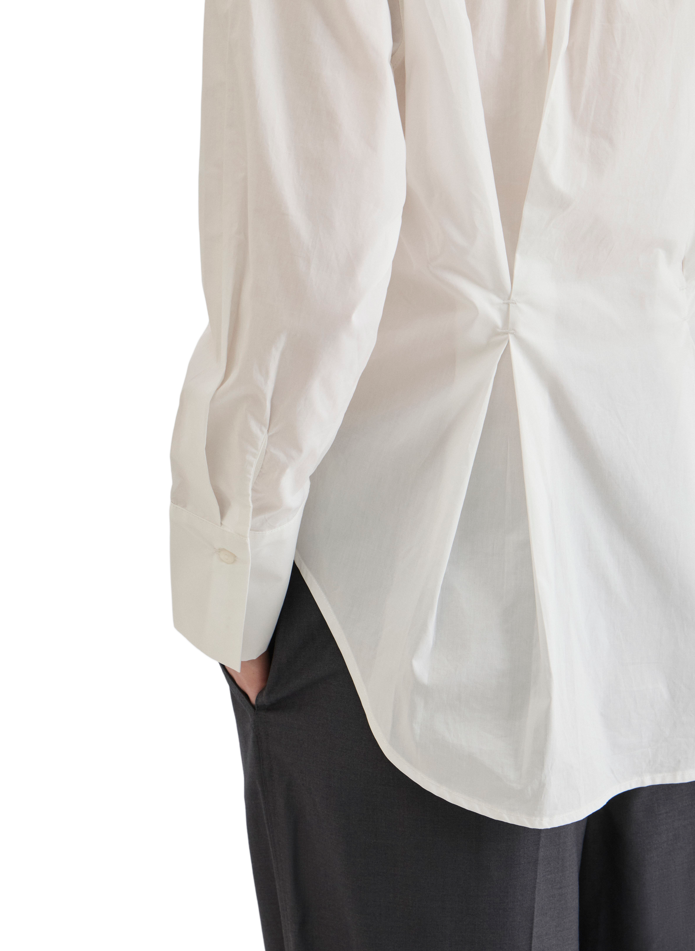 Camicia aderente in cotone con scollo a V ROUGE EDIT Beige