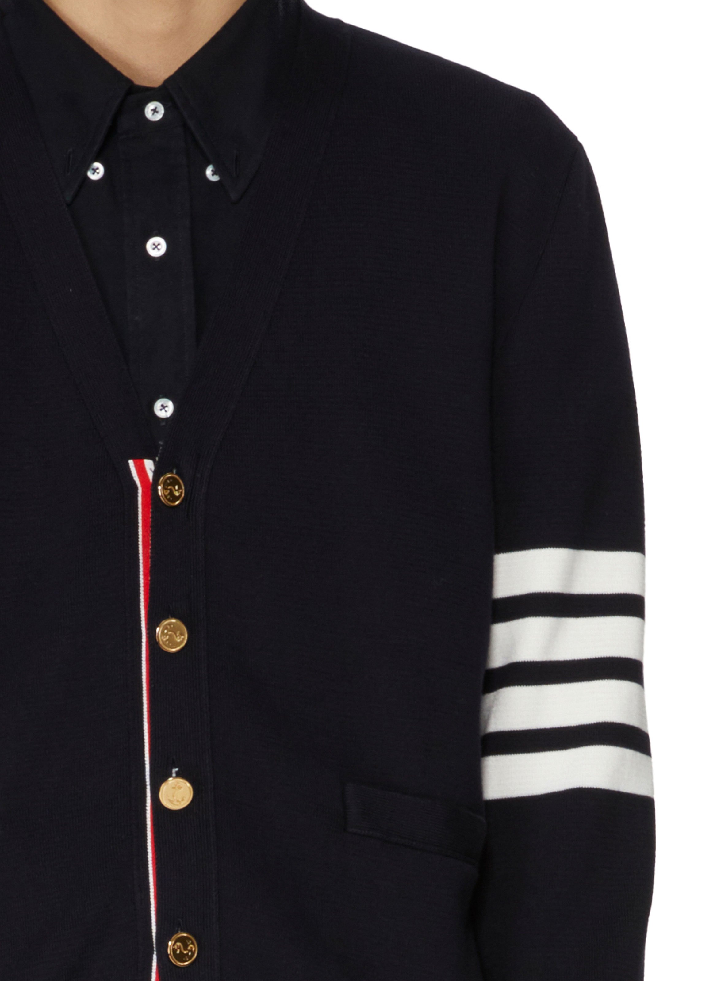 Cardigan met 4 rijen Milano-steek THOM BROWNE Blauw