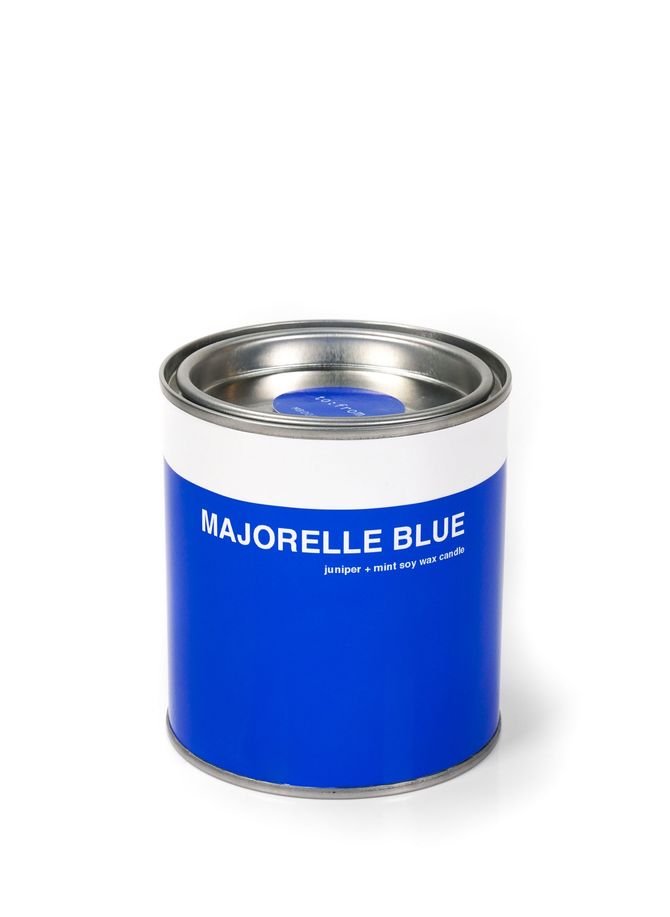 Blue paint pot candle TO FROM