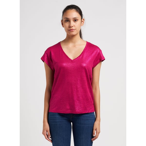 T-shirt col v en lin