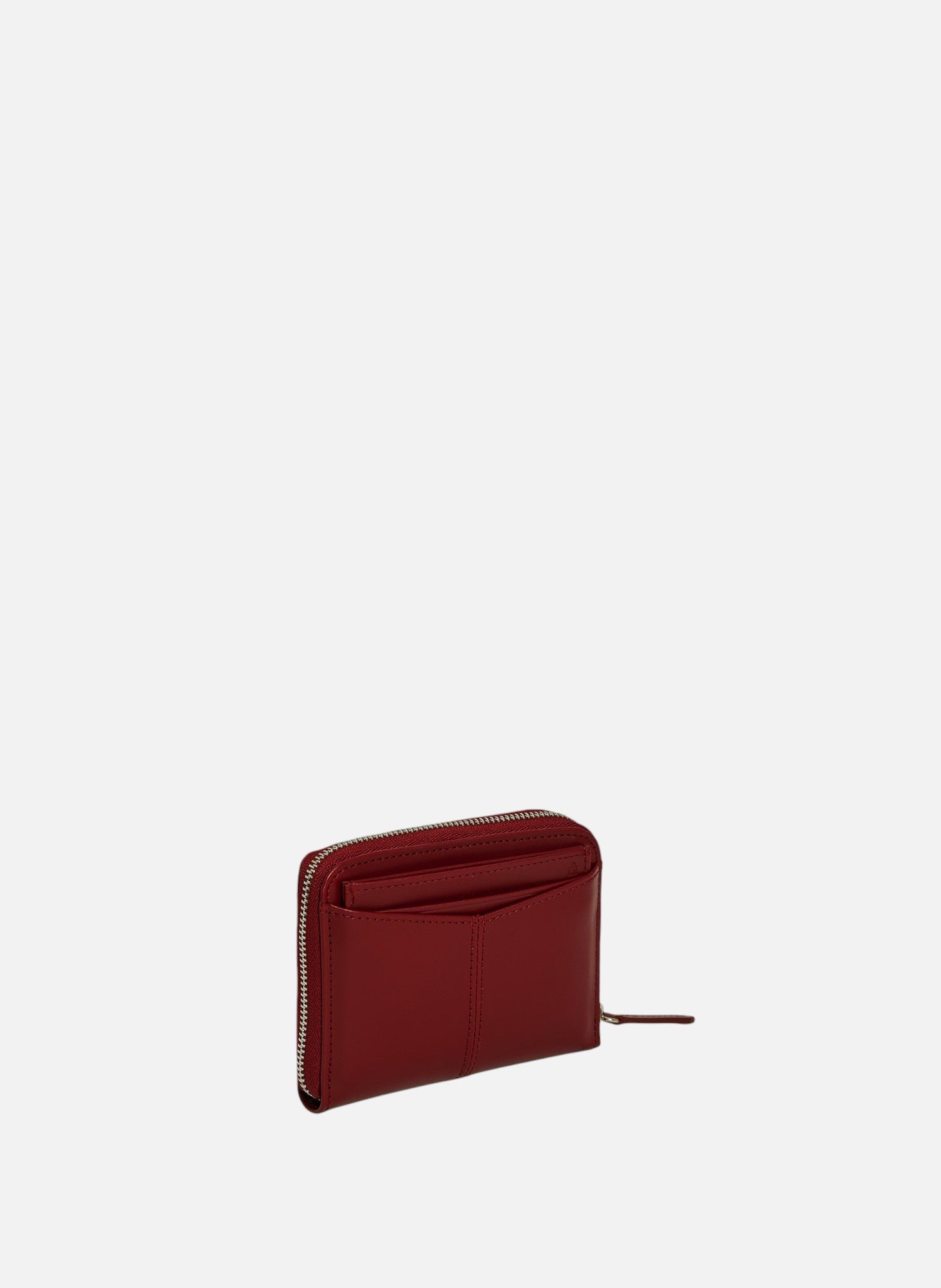 Porte monnaie zippé avec porte cartes amovible charlotte en cuir lisse LE TANNEUR Rouge