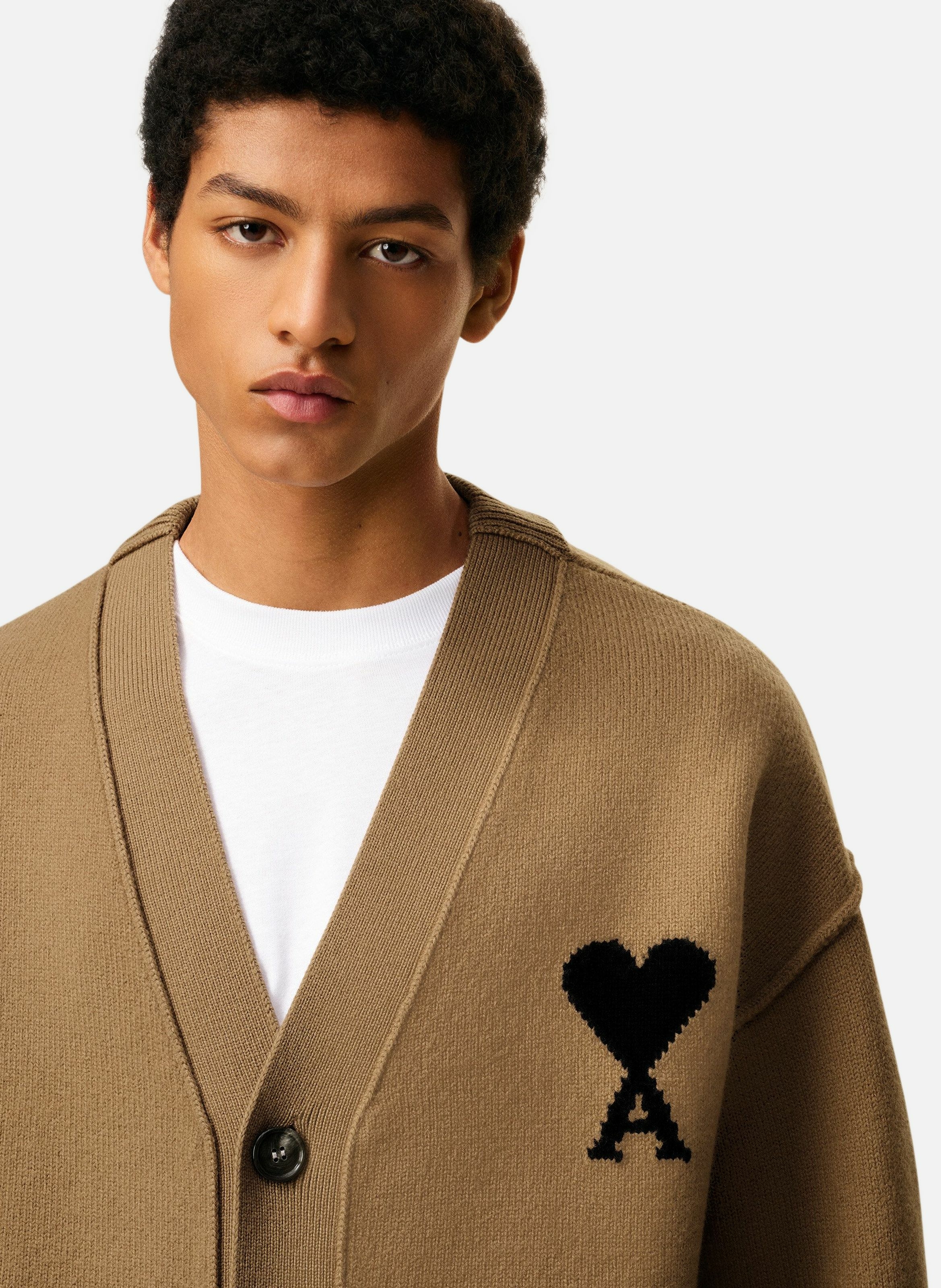 Cardigan ami de coeur en laine unisexe AMI PARIS Marron