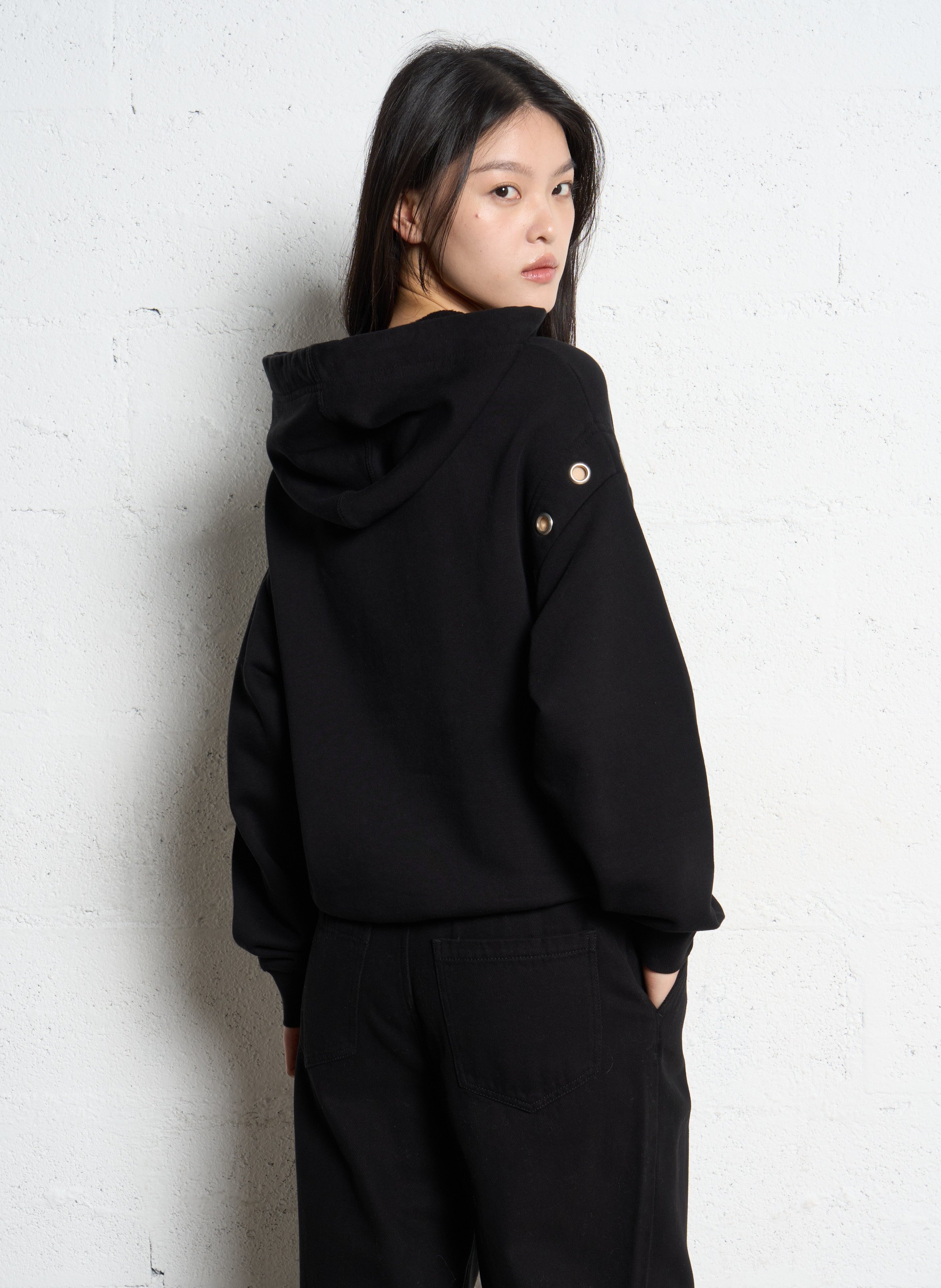 Sweat encolure zippée en coton IKKS Noir