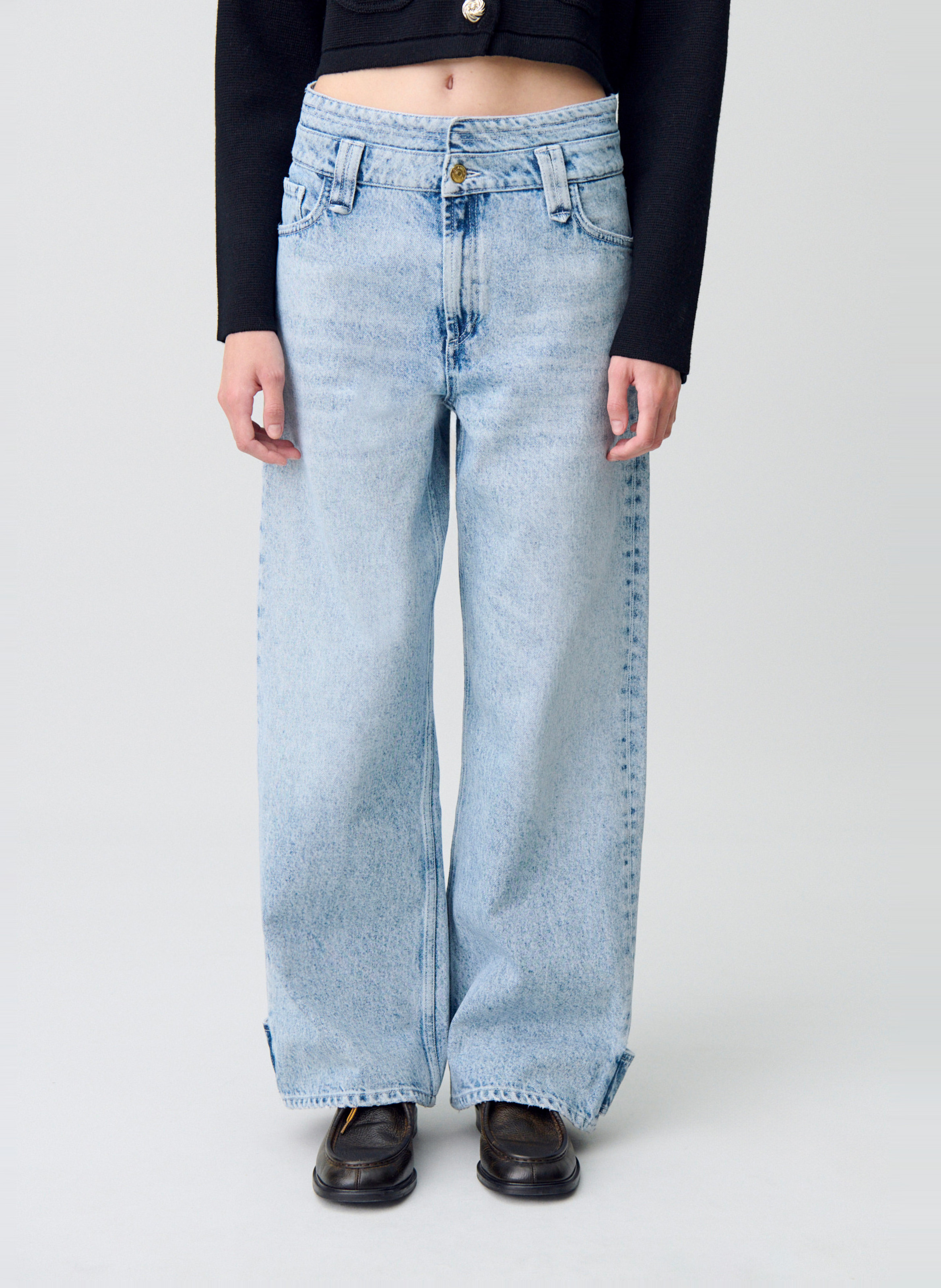 Jean large délavé en coton jeanclement CLAUDIE PIERLOT Bleu