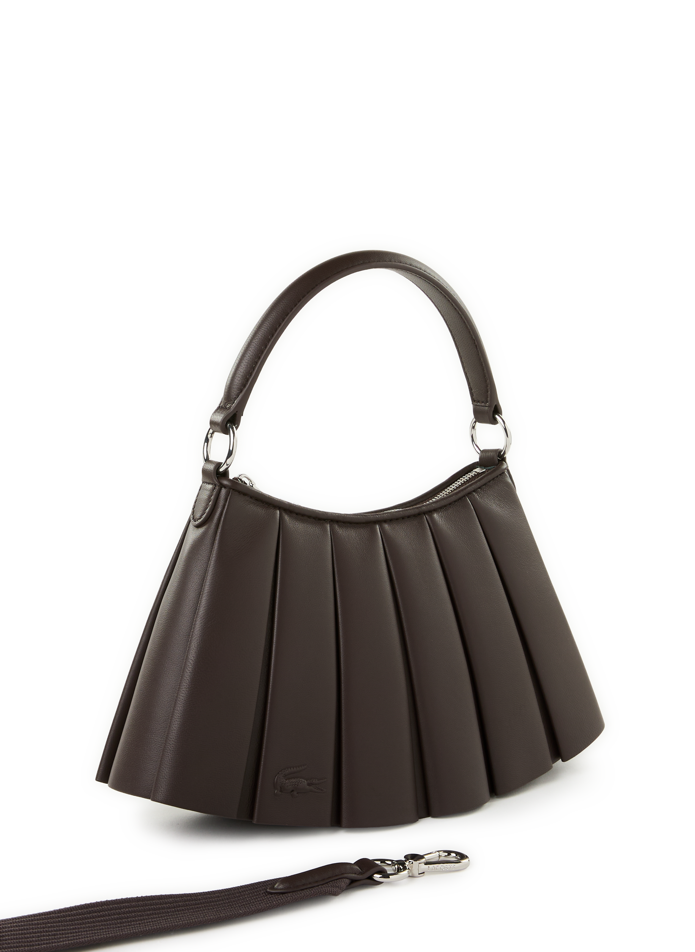 Petit sac Lenglen plissé en cuir LACOSTE Marron