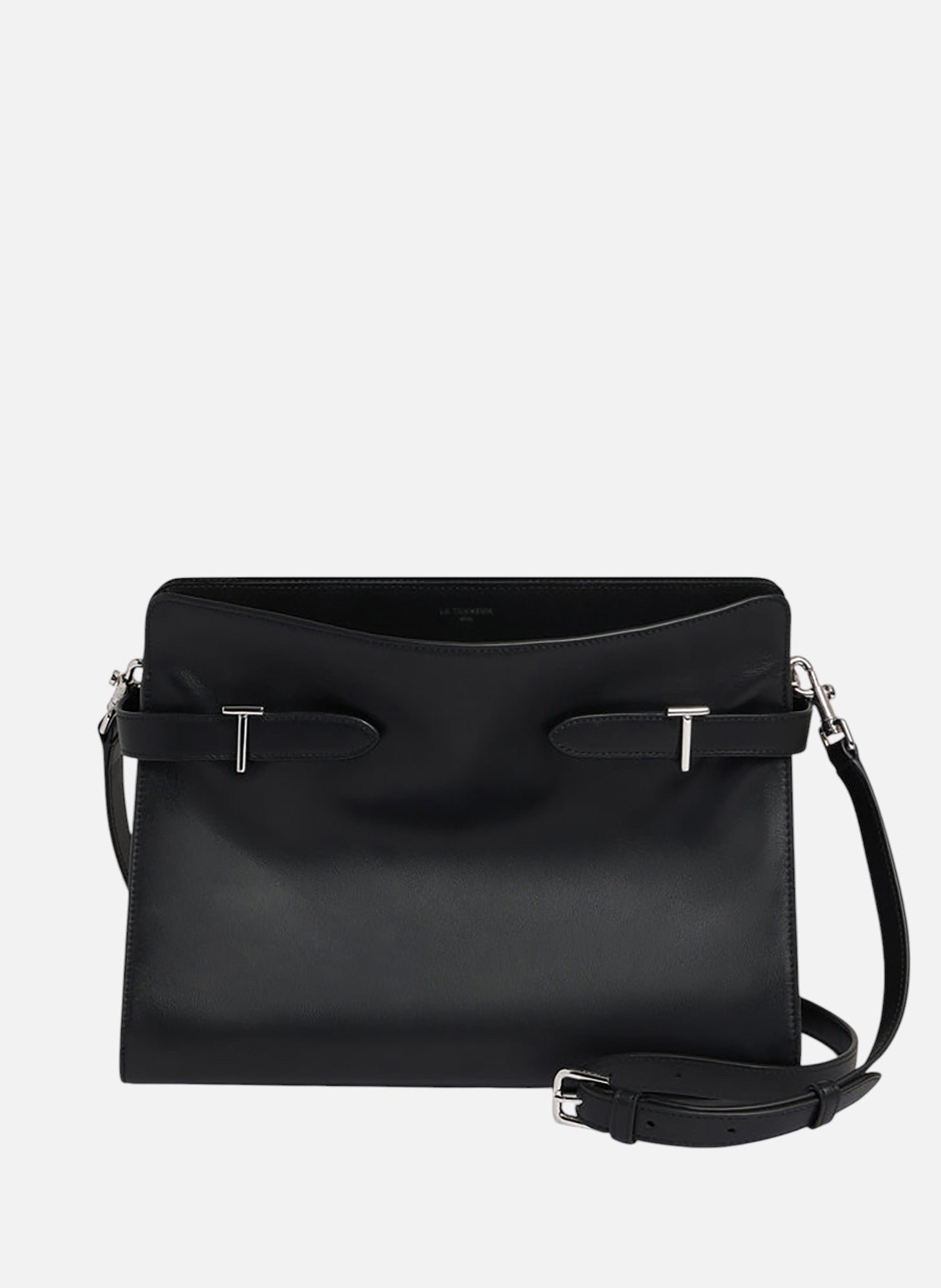 Sac porté épaule grand modèle emie en cuir lisse et nubuck Noir