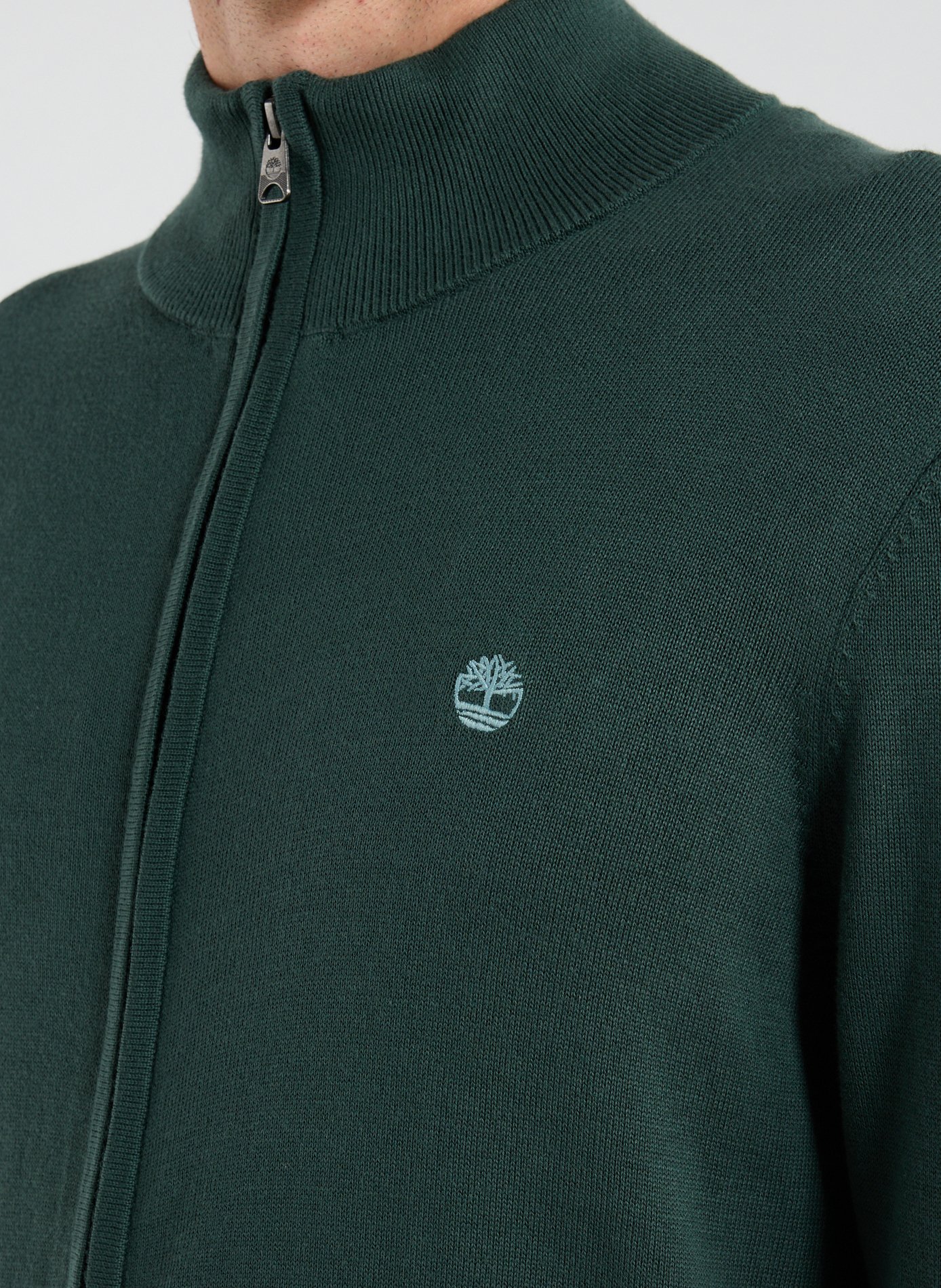 Cotton zip-up cardigan TIMBERLAND Green