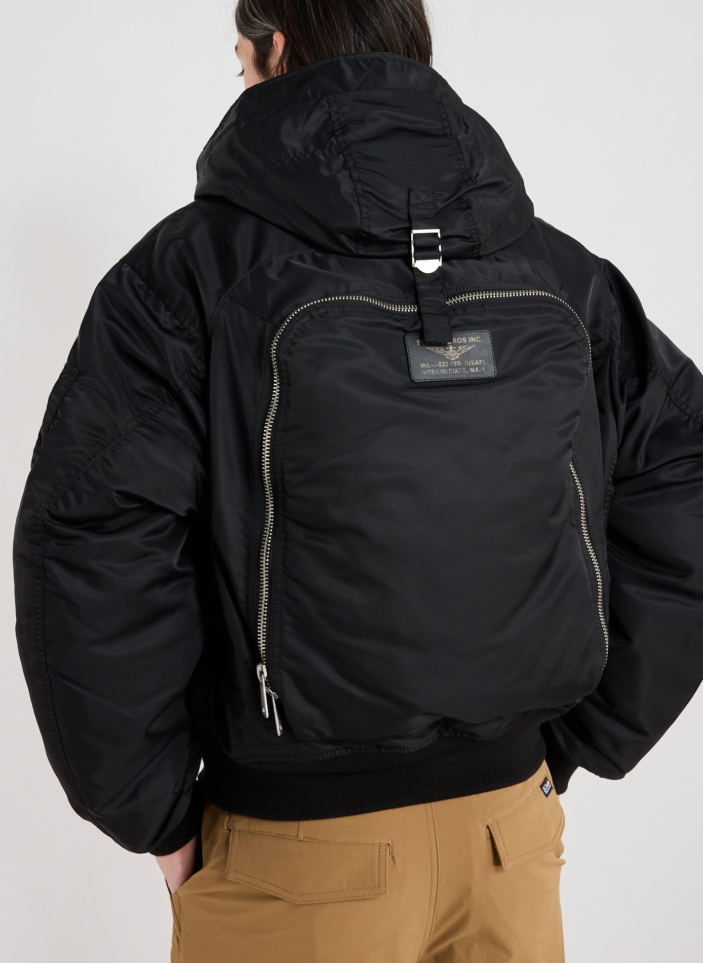 Blouson à capuche avec sac à dos intégré SCHOTT Noir