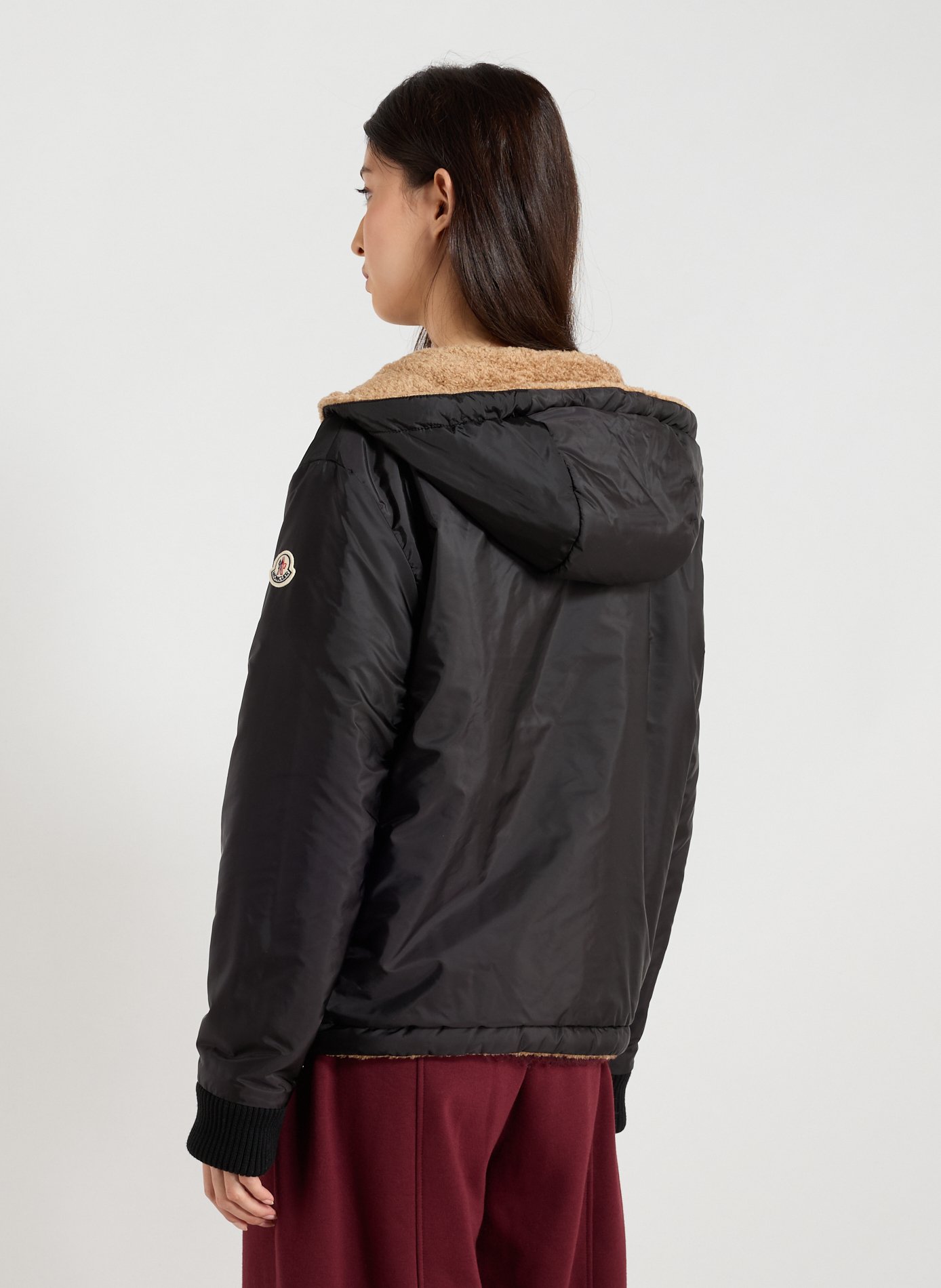 Shearling hooded jacket MONCLER Beige