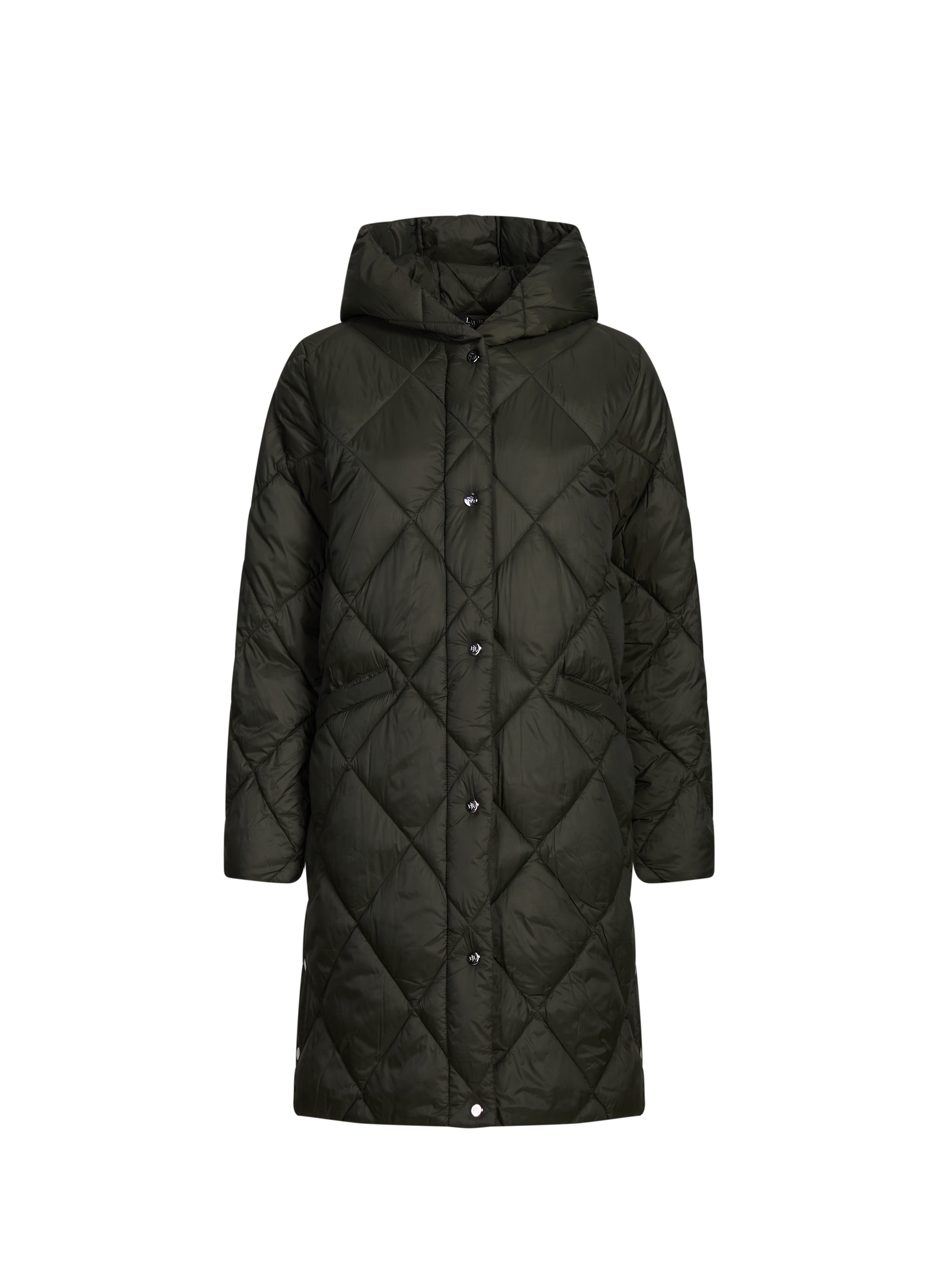 LAUREN Quilted mid-length coat Black