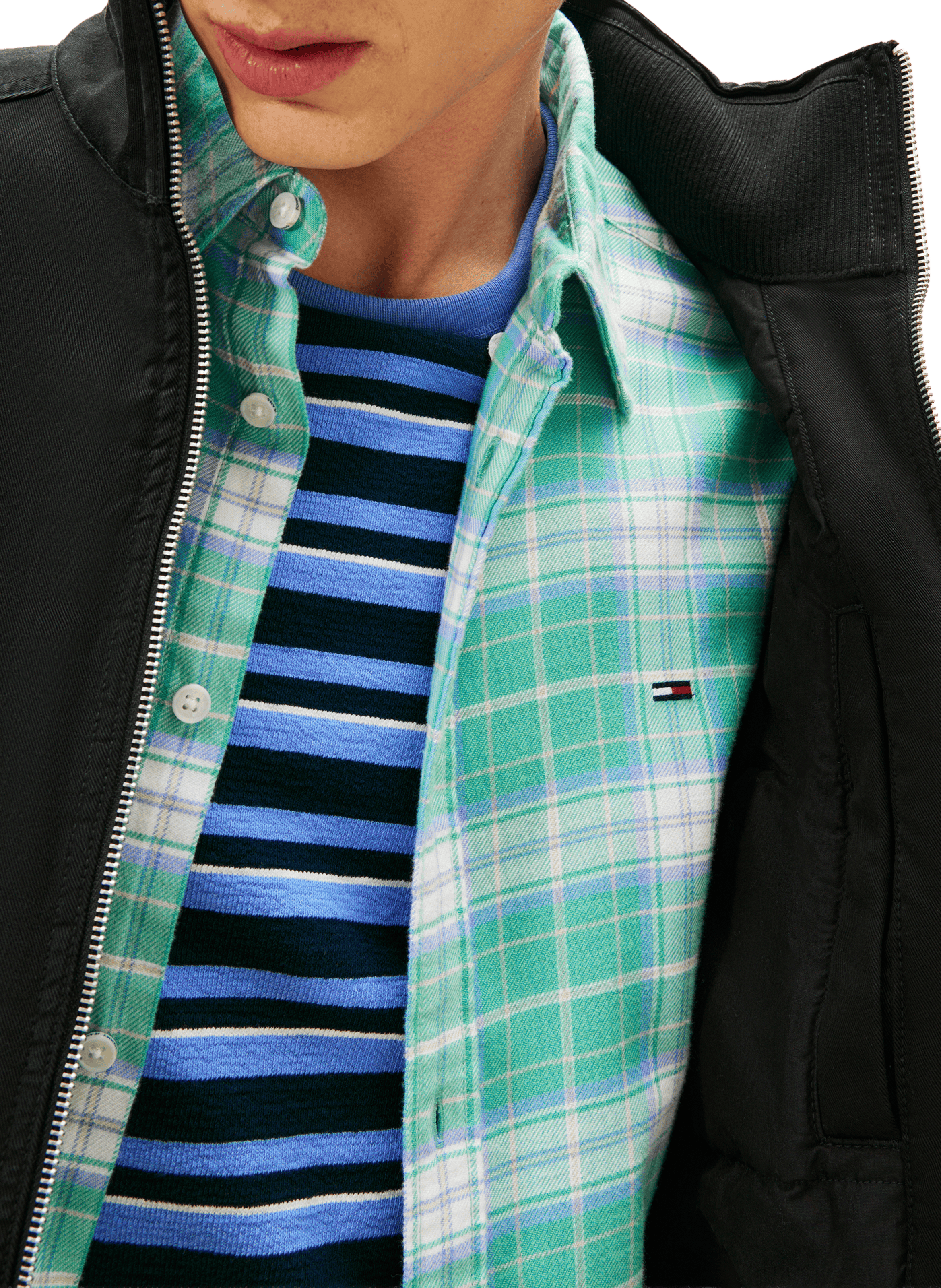 Oversized high neck cotton jacket TOMMY HILFIGER Black