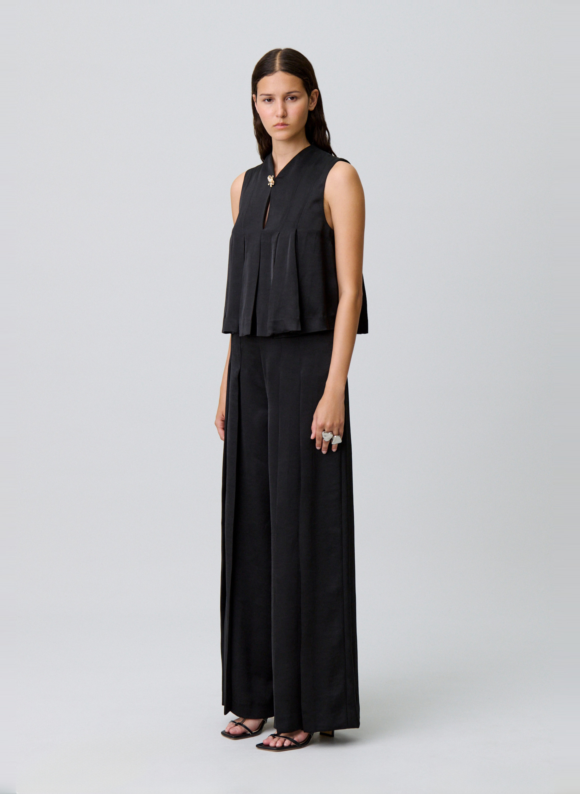 Top col mao satiné betty CLAUDIE PIERLOT Noir