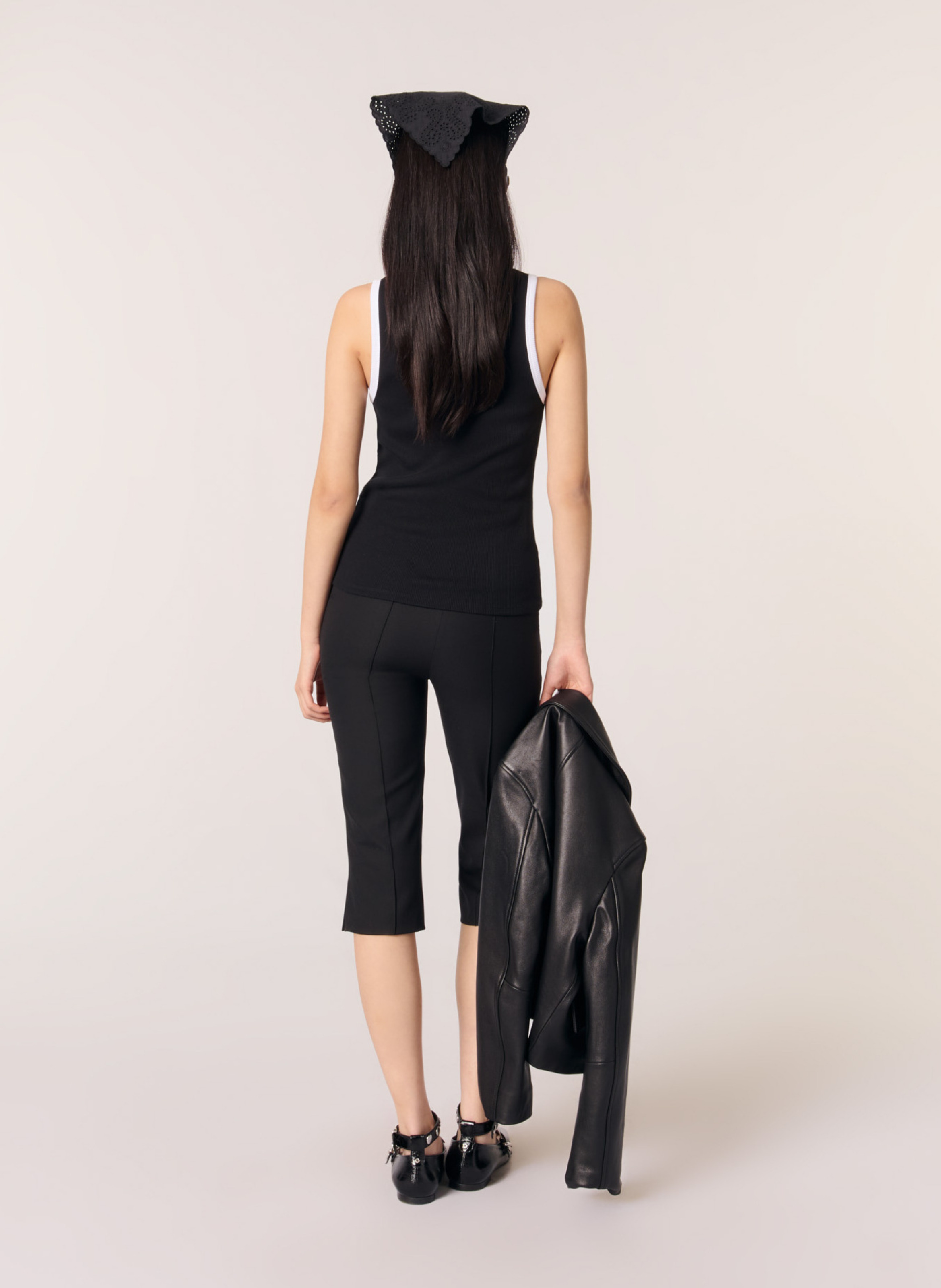 Débardeur droit en coton mélangé MAJE Noir